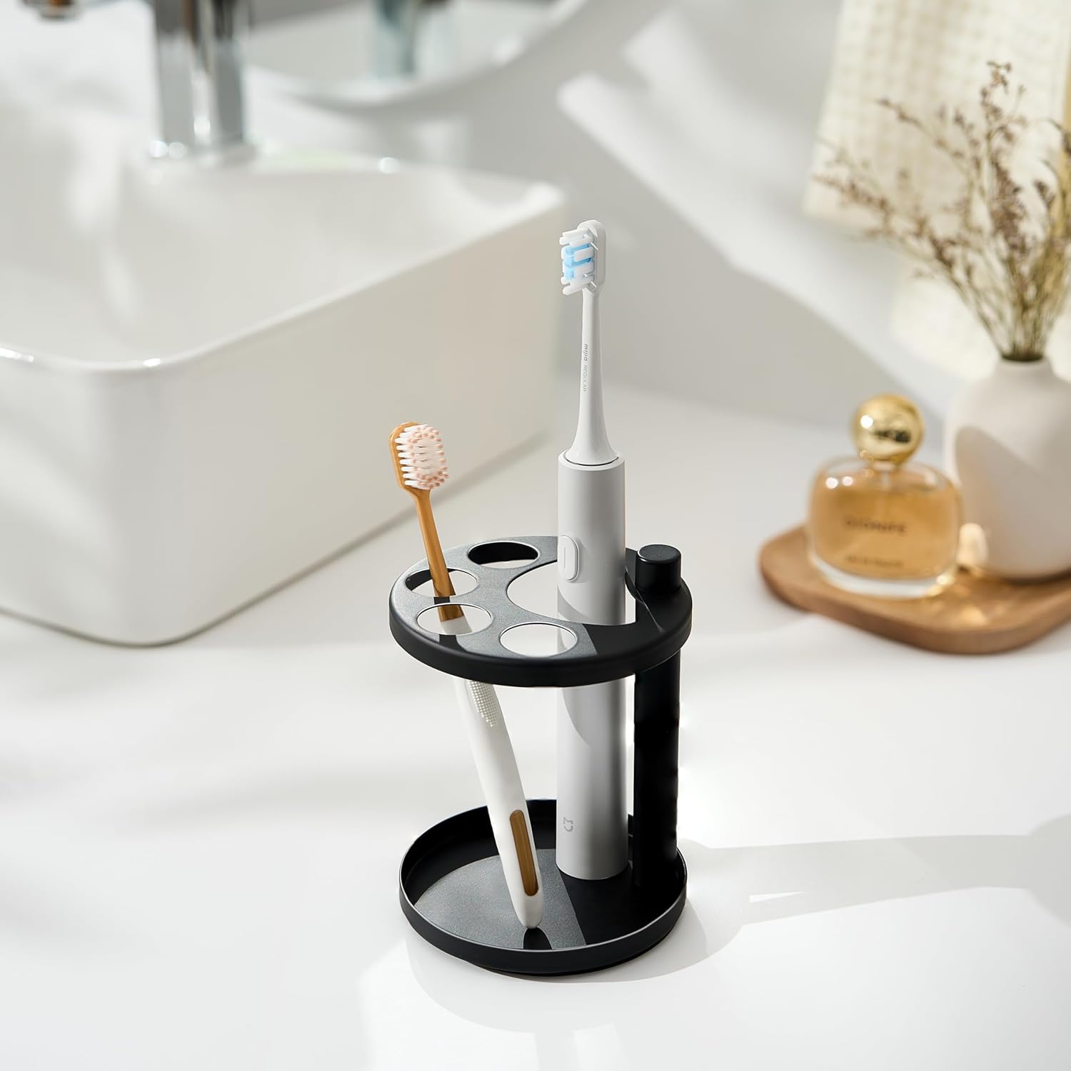 Stainless Steel Ventilated Toothbrush Holder Stand for Bathroom