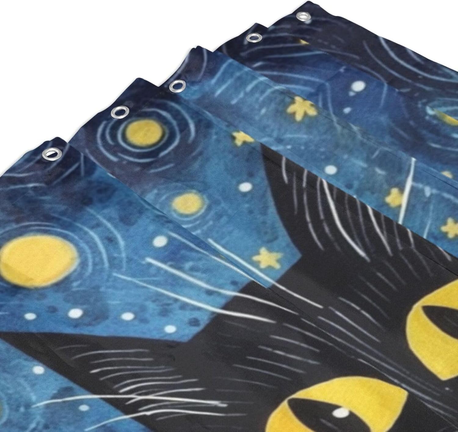 Black Cat Shower Curtain Set with 12 Hooks 72x72in 1