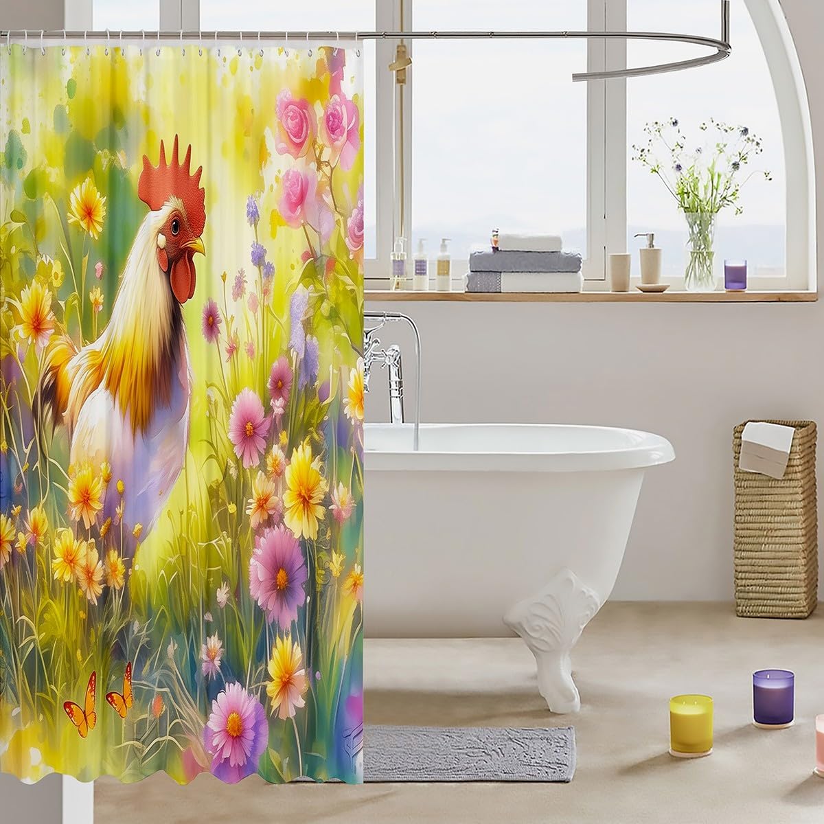 Rustic Rooster 72x72 Inch Shower Curtain Set