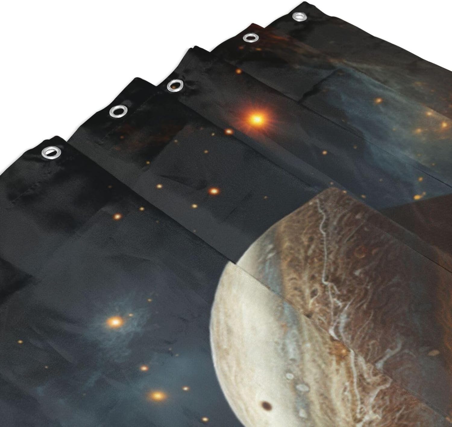 Flame Planet Shower Curtain Set 72x72in with 12 Hooks