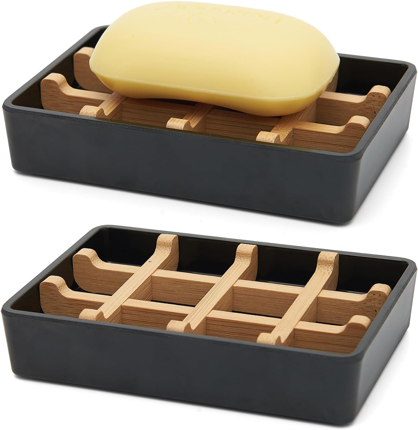 Bamboo Soap Dish with Drainage and Non-Slip Base