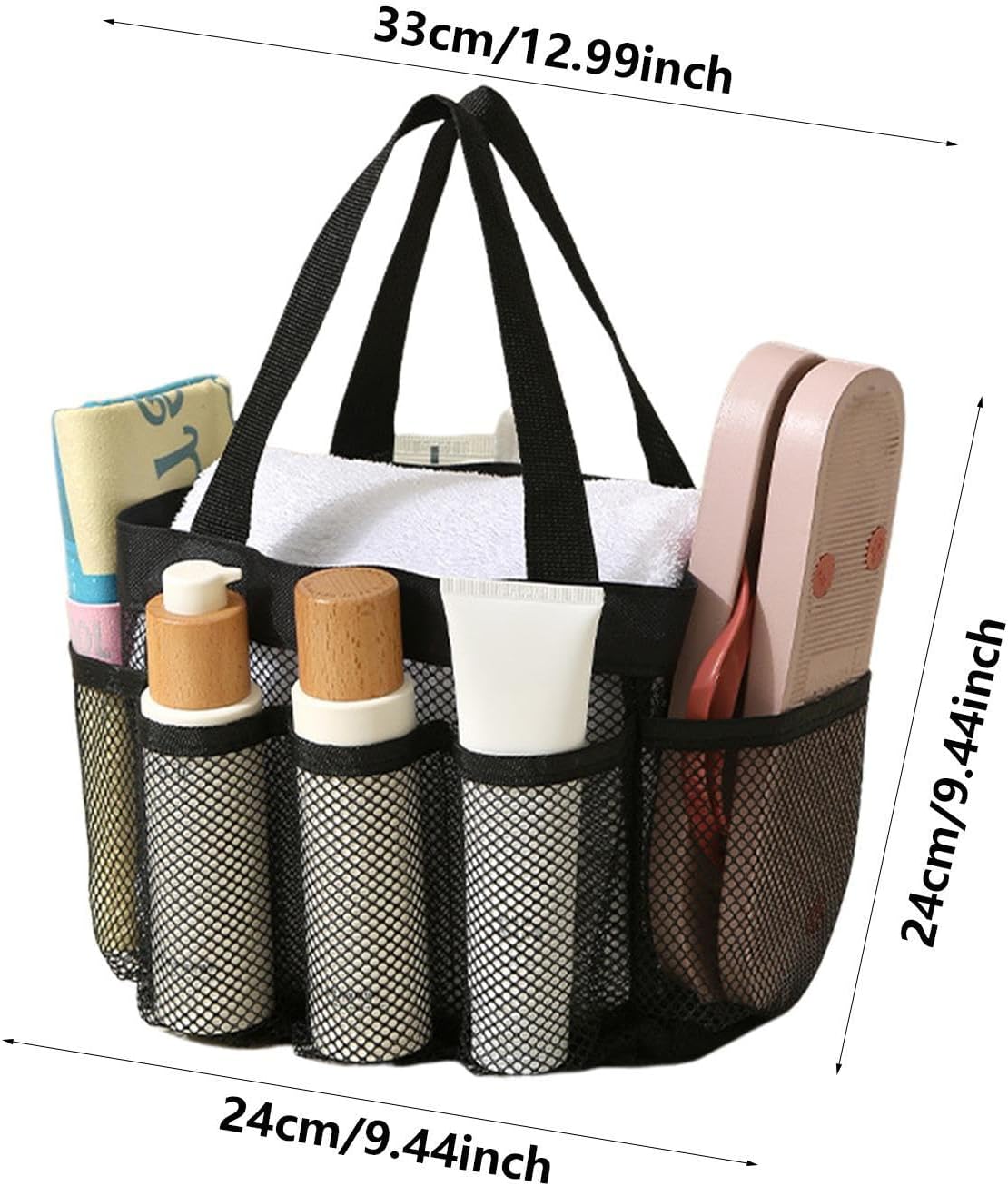 Portable Mesh Shower Bag - Large Capacity for Travel and Camping
