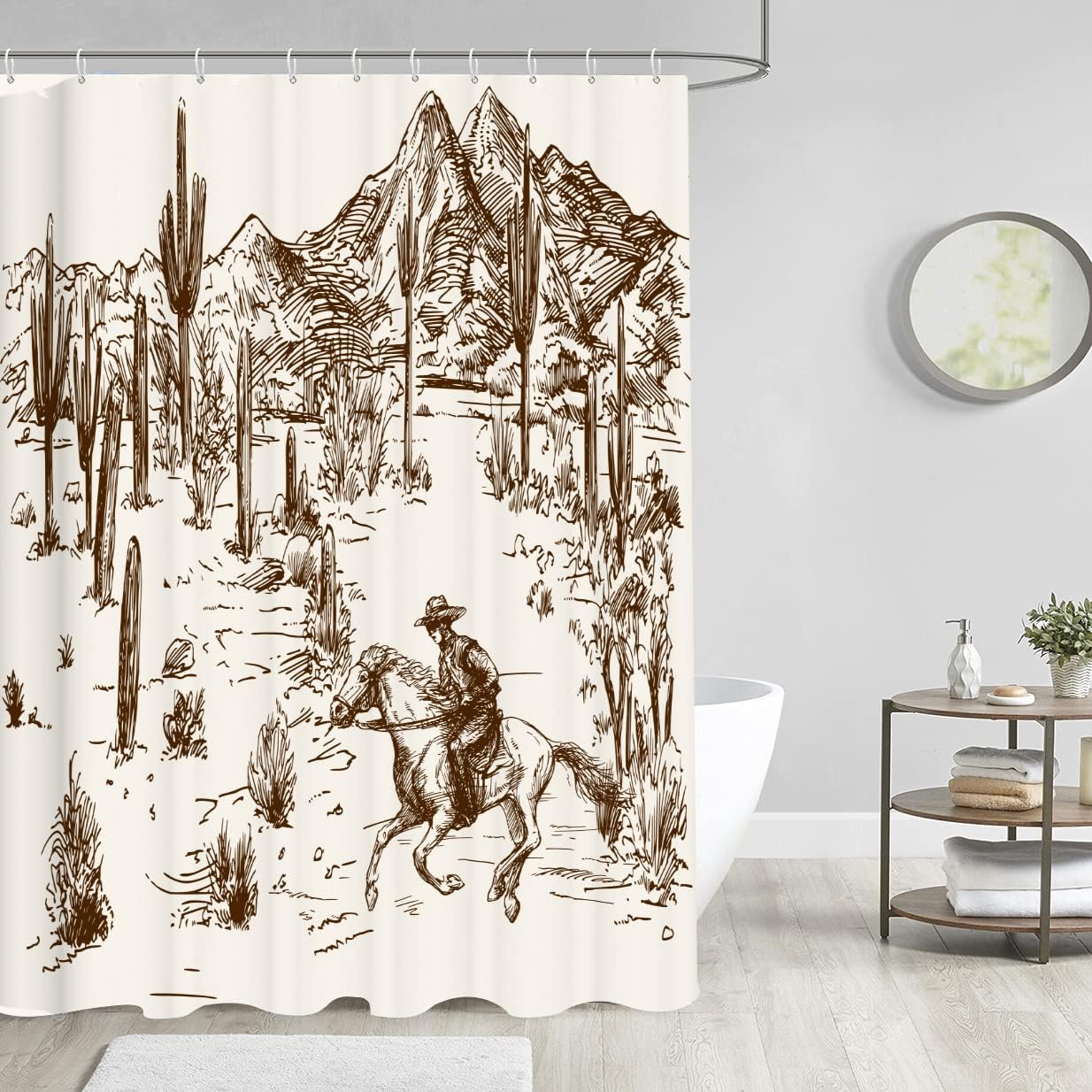Hipposama Western Cactus Shower Curtain Set