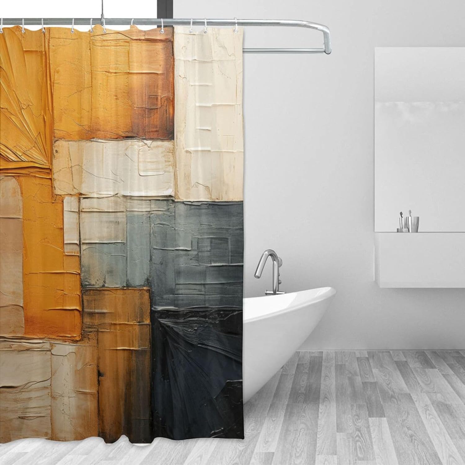 TIYAANDSY Abstract Boho Shower Curtain Set 1