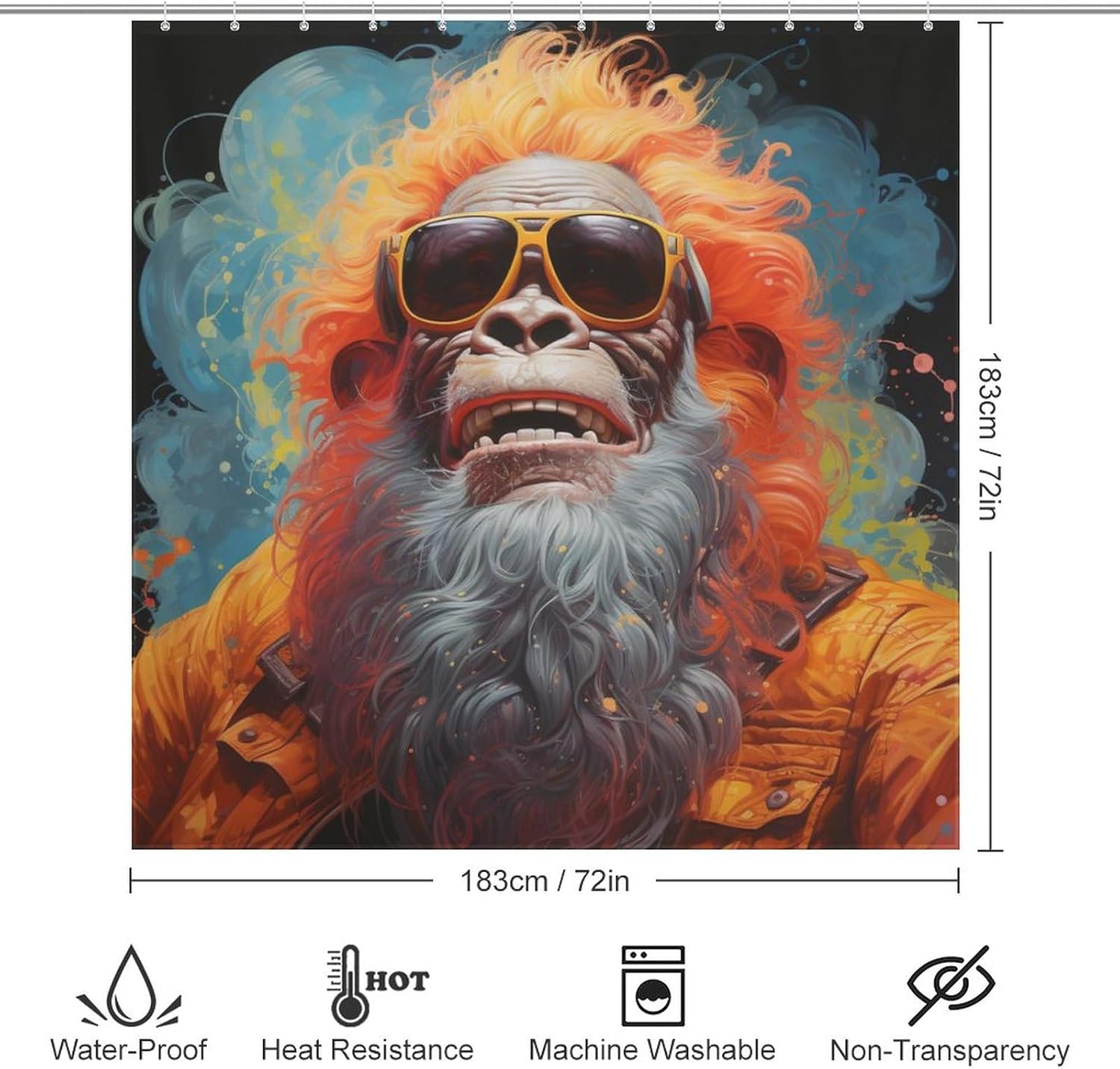 Funny Orangutan Shower Curtain Set with 12 Hooks