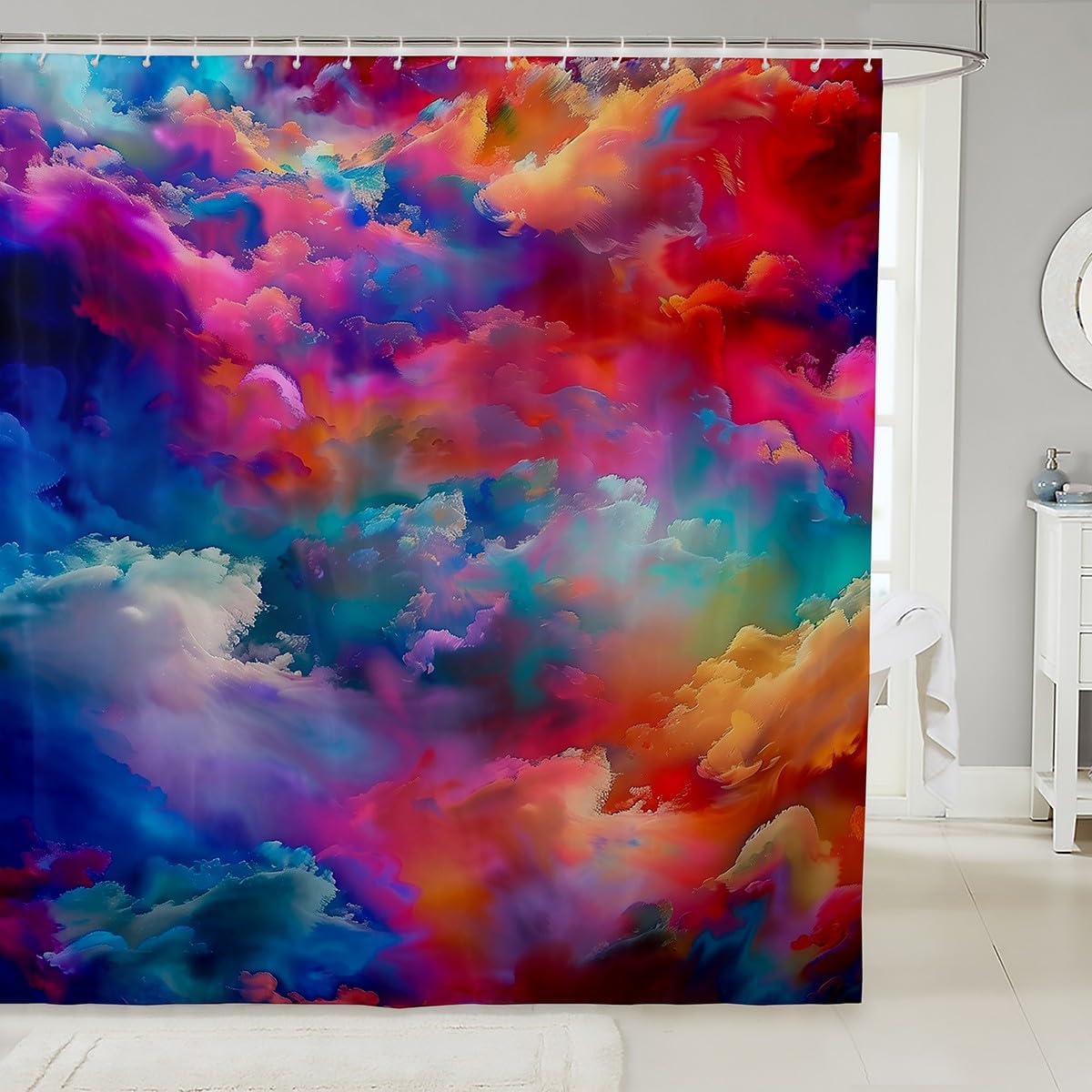 Rainbow Tie Dye Shower Curtain 72x72 for Kids and Adults