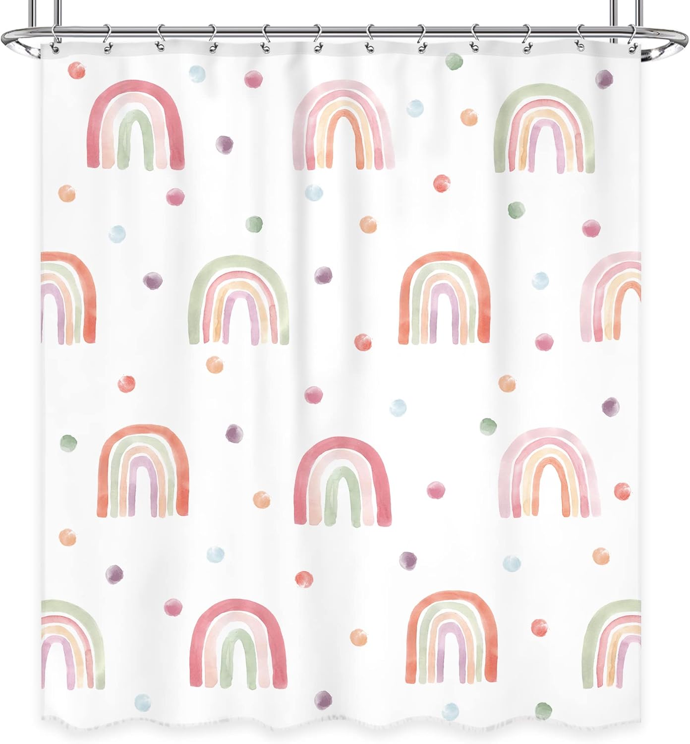 Kids Rainbow Shower Curtain with Hooks