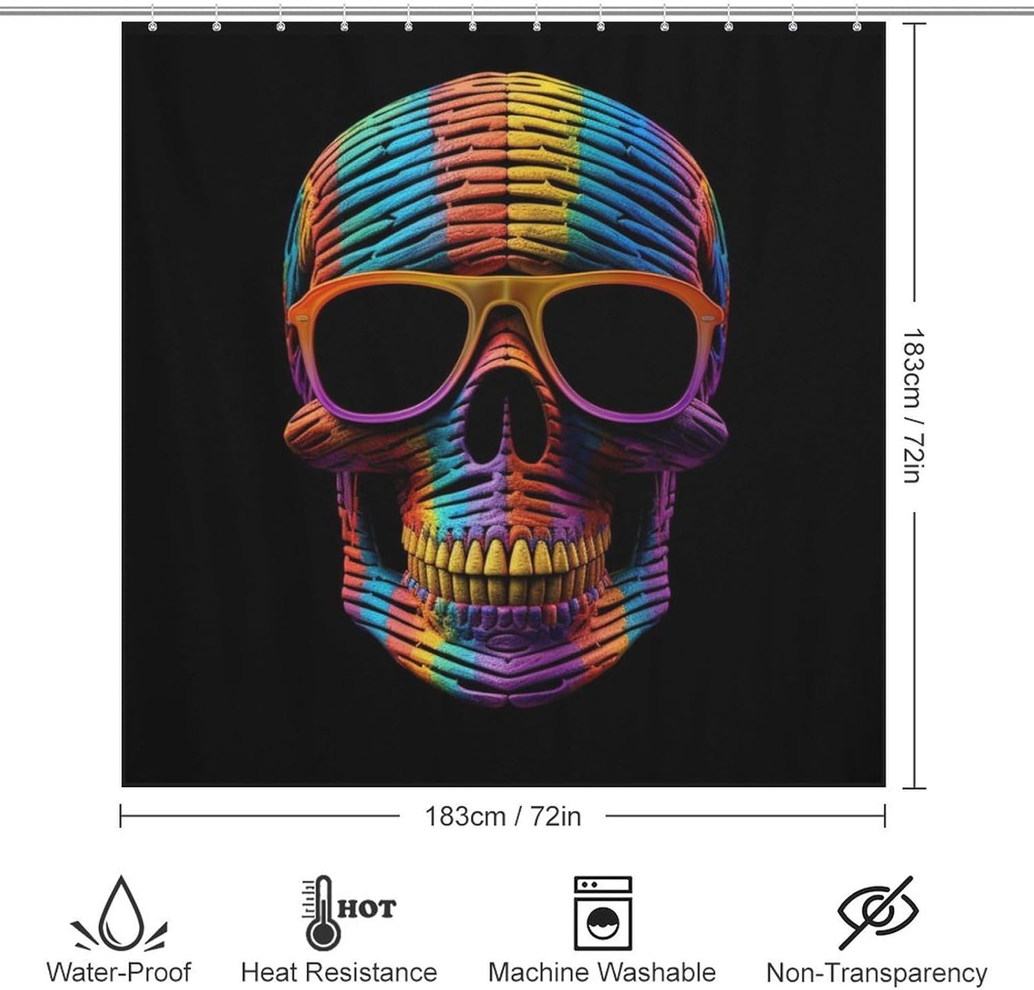 Boho Skull Pattern Waterproof Shower Curtain Set
