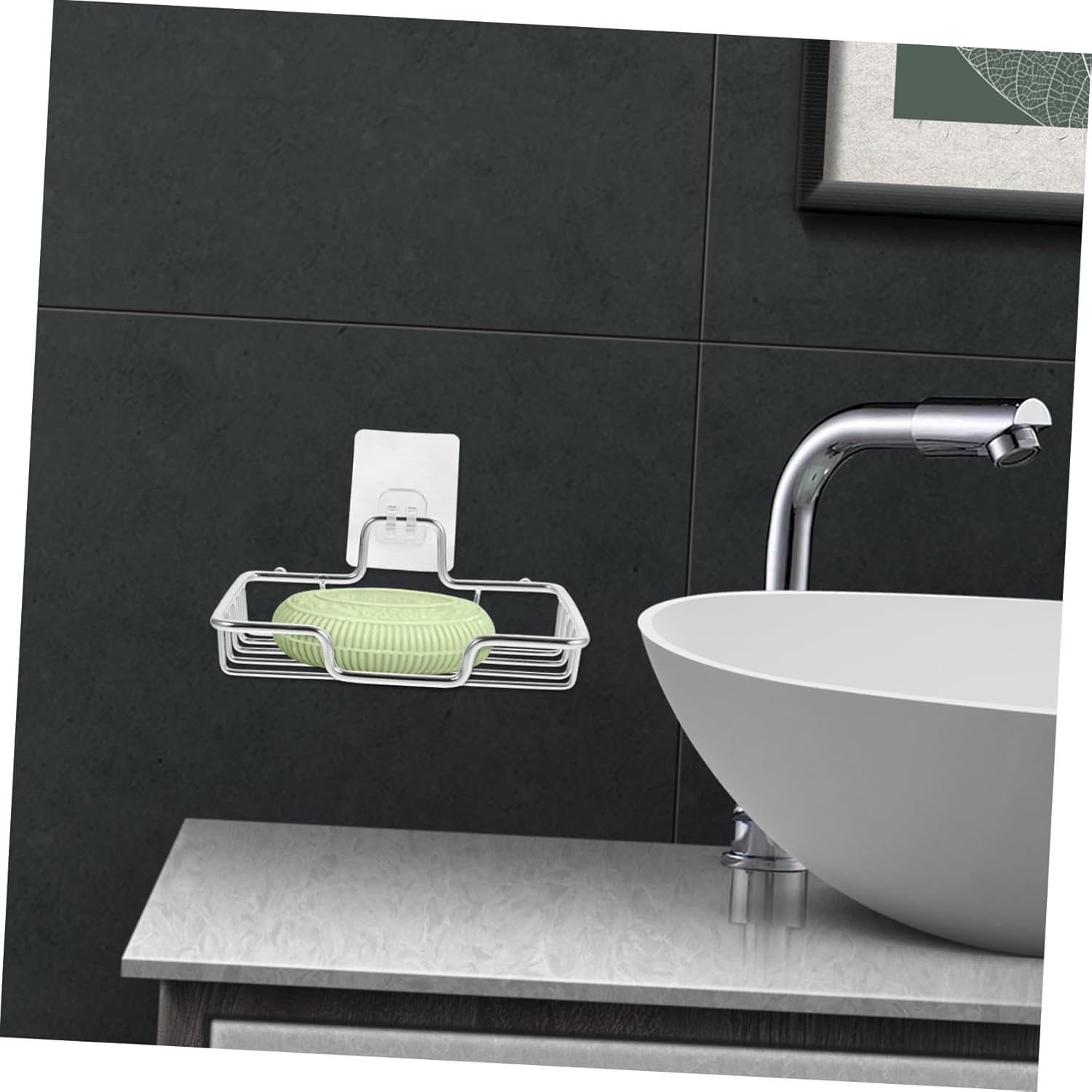 Ciieeo Wall Mount Soap Dish Stainless Steel Drainage Holder No Drill Adhesive
