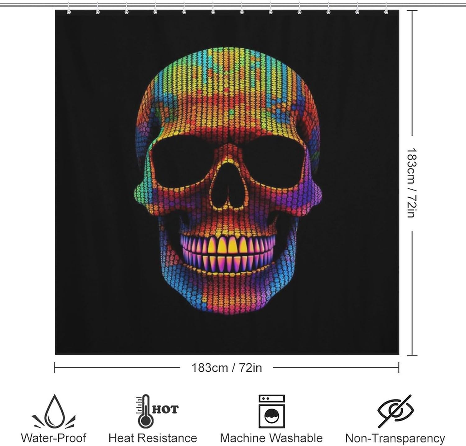 Sunglasses Skull Shower Curtain Set with 12 Hooks