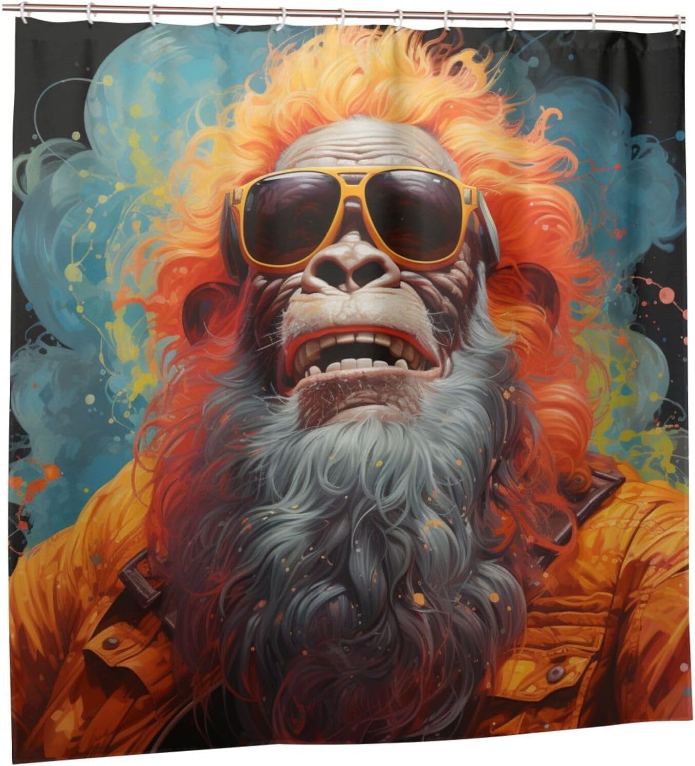 Funny Orangutan Shower Curtain Set with 12 Hooks