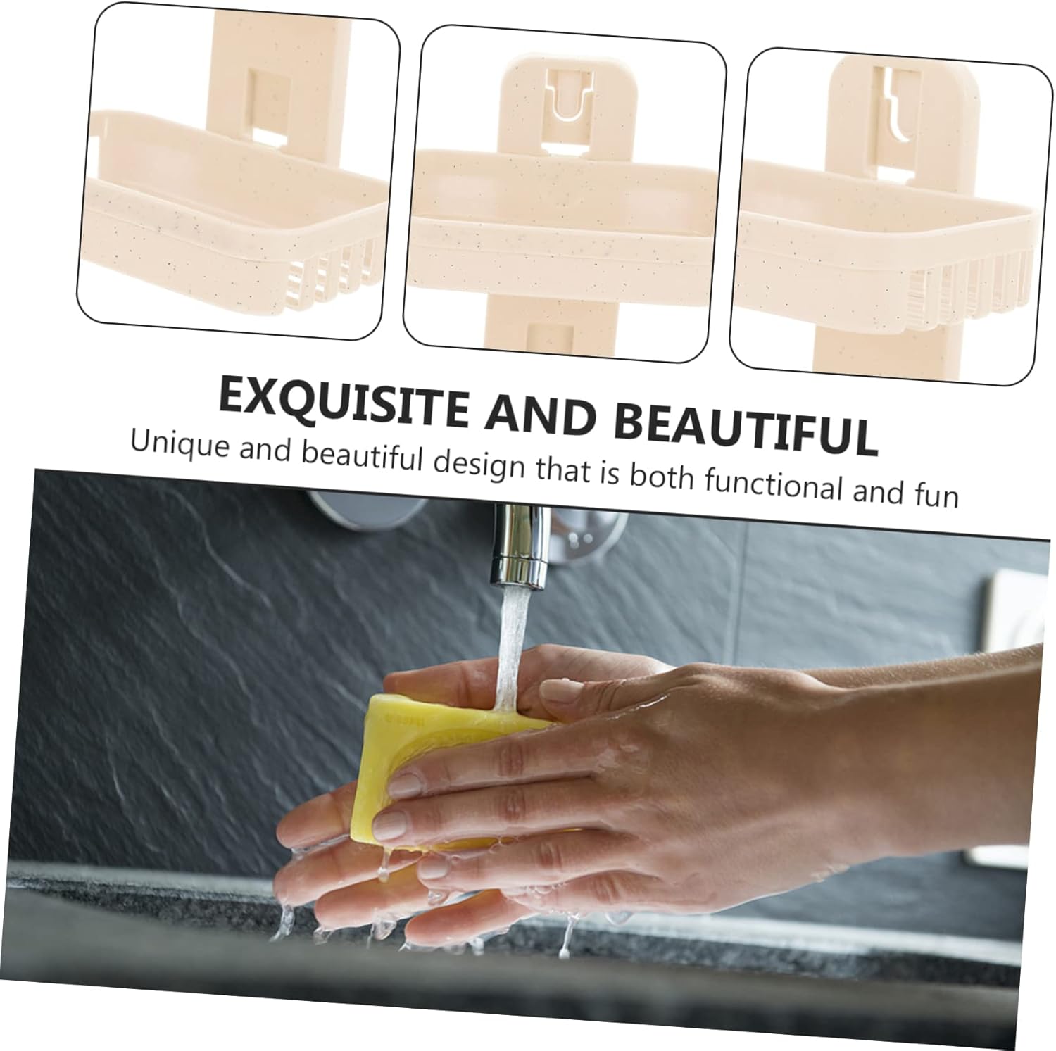 GLEAVI Self Draining Soap Dish Wall Mounted Double Tier Storage