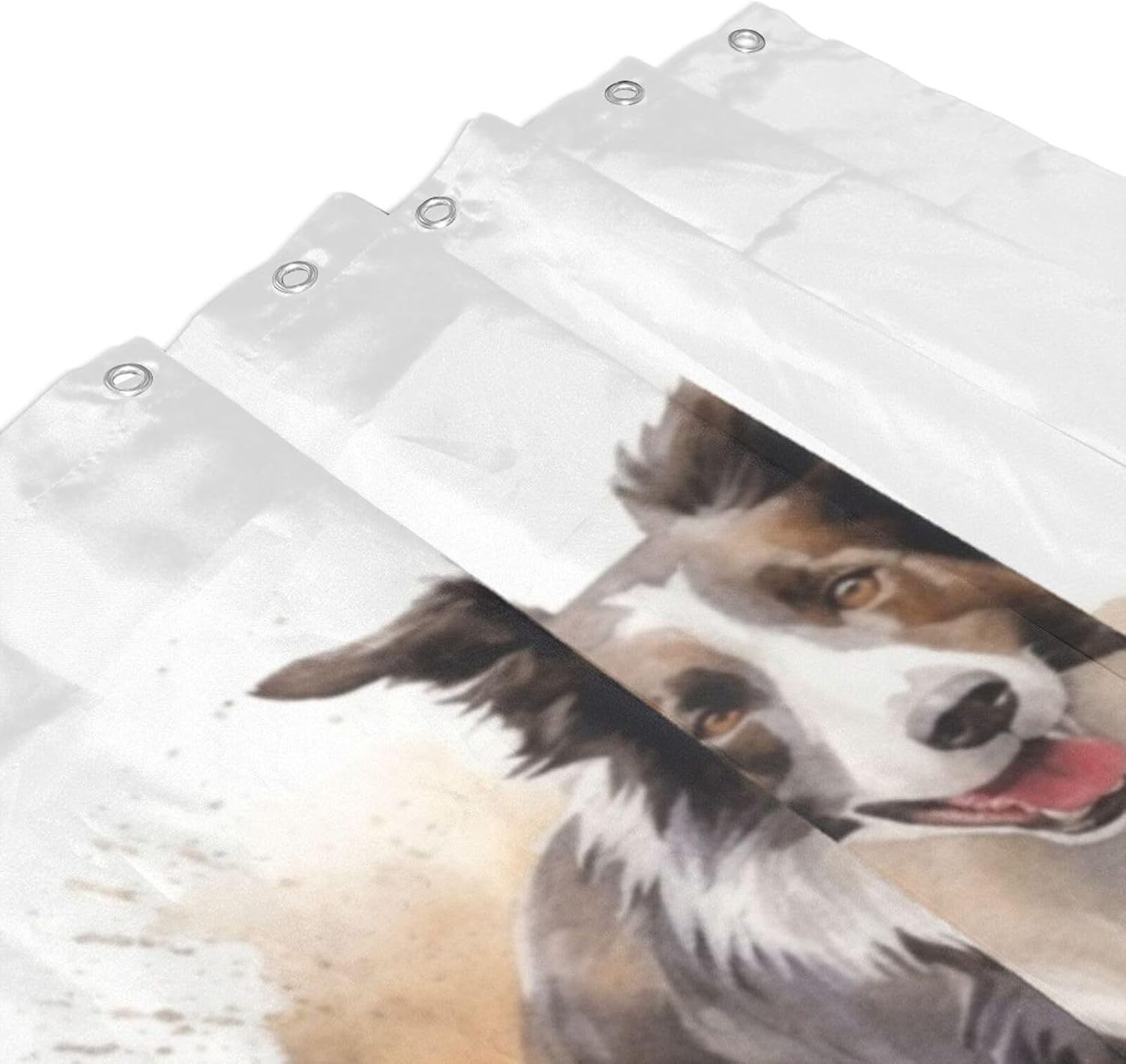Black White Dog Shower Curtain Set with 12 Hooks 72x72in 1