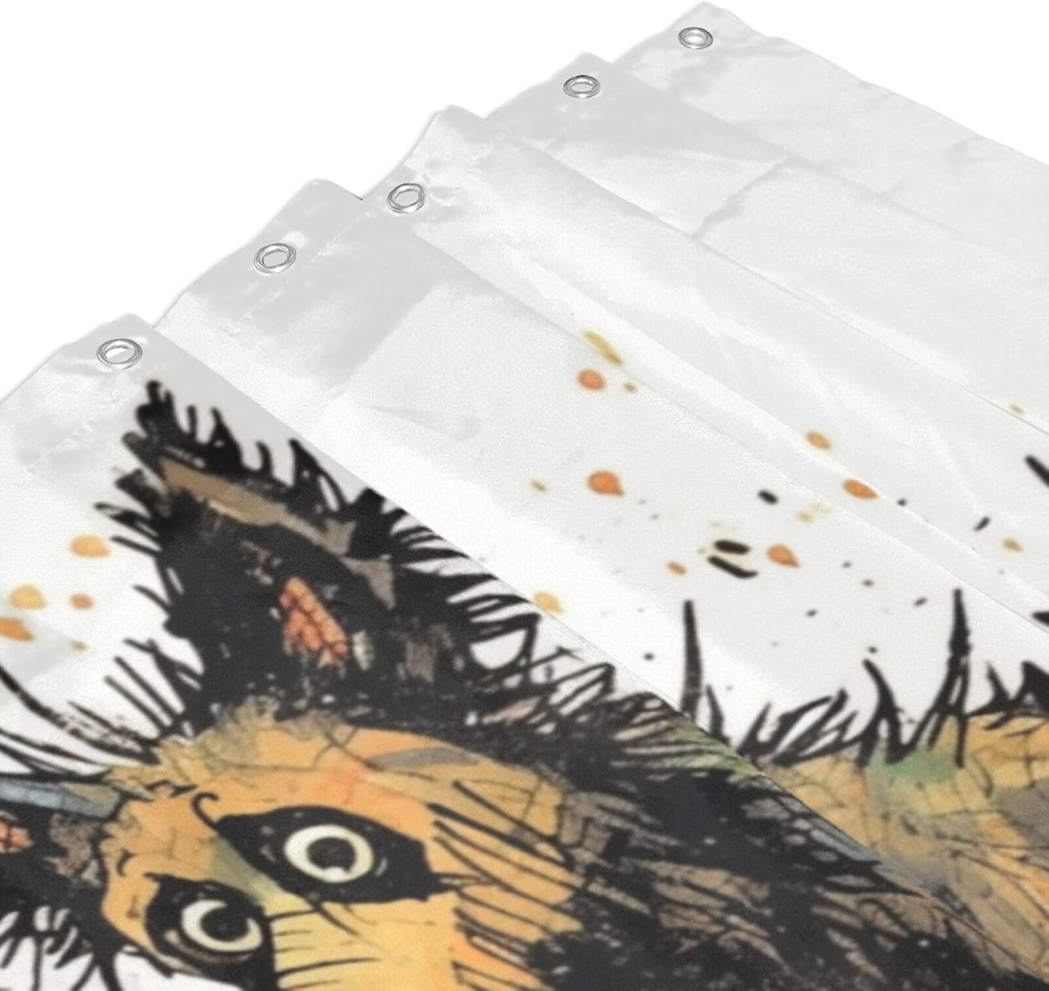 Cartoon Dirty Dog Waterproof Shower Curtain Set with 12 Hooks