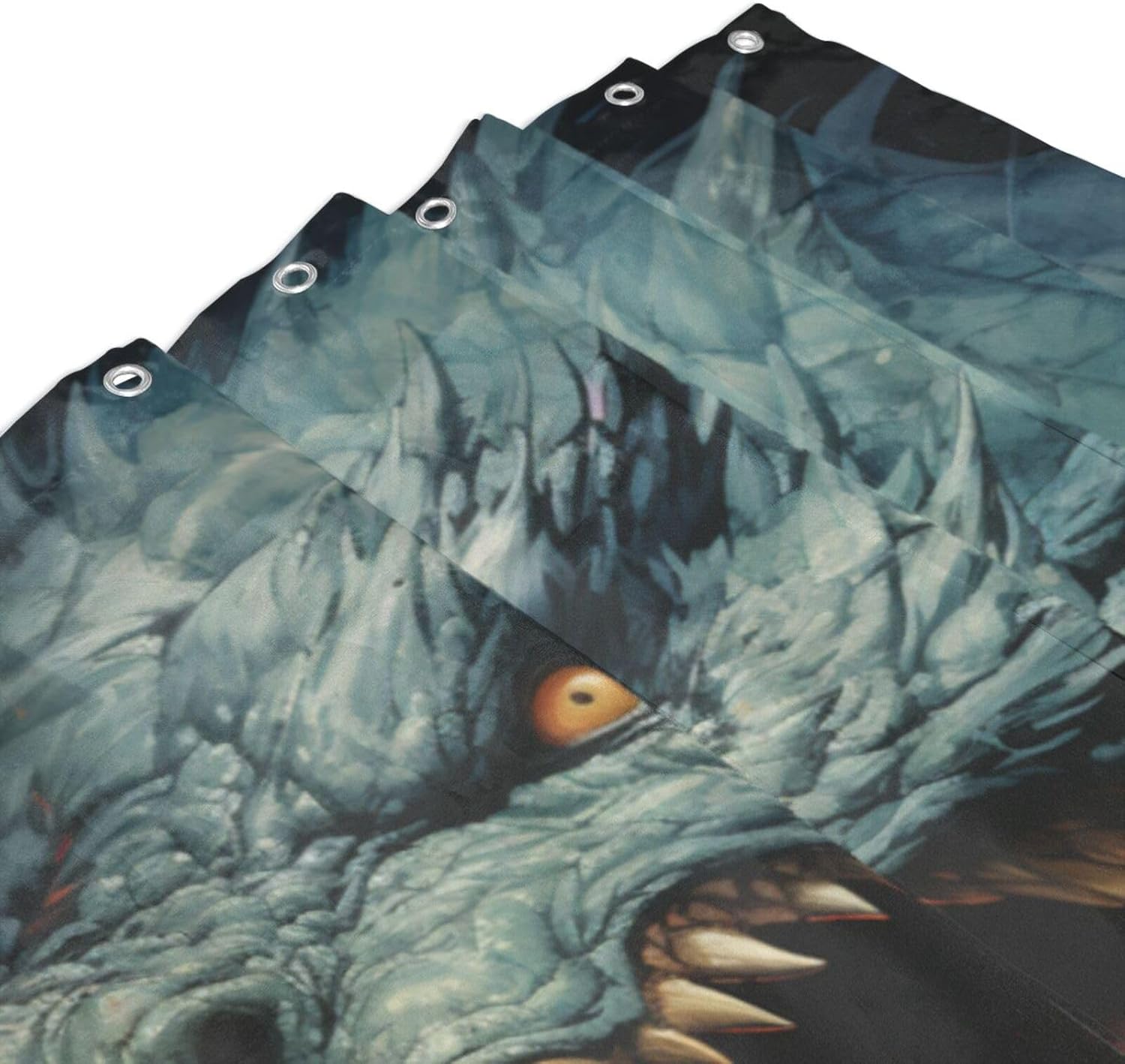 Roaring Dragon Waterproof Shower Curtain Set 72x72in with 12 Hooks
