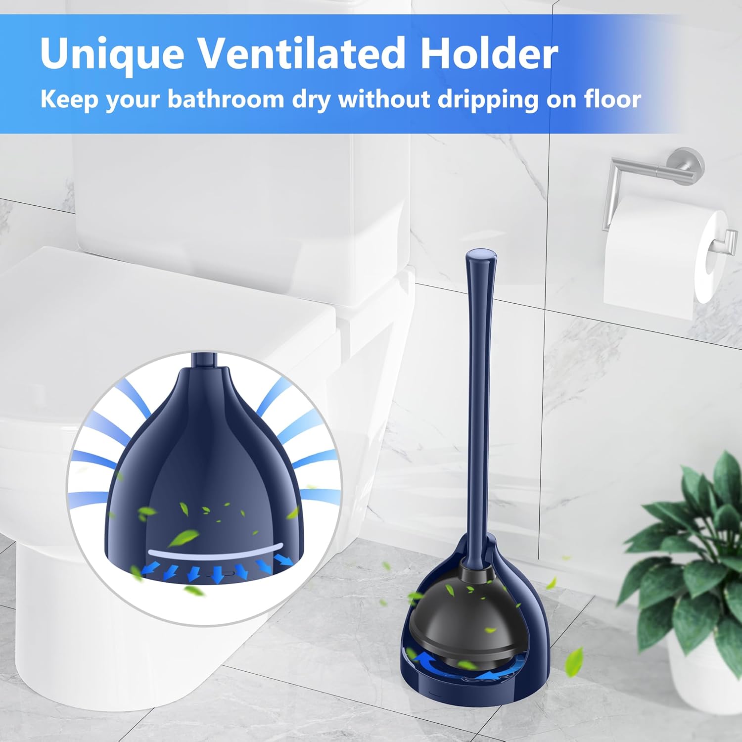 Heavy Duty Toilet Plunger with Holder - 195 Inch