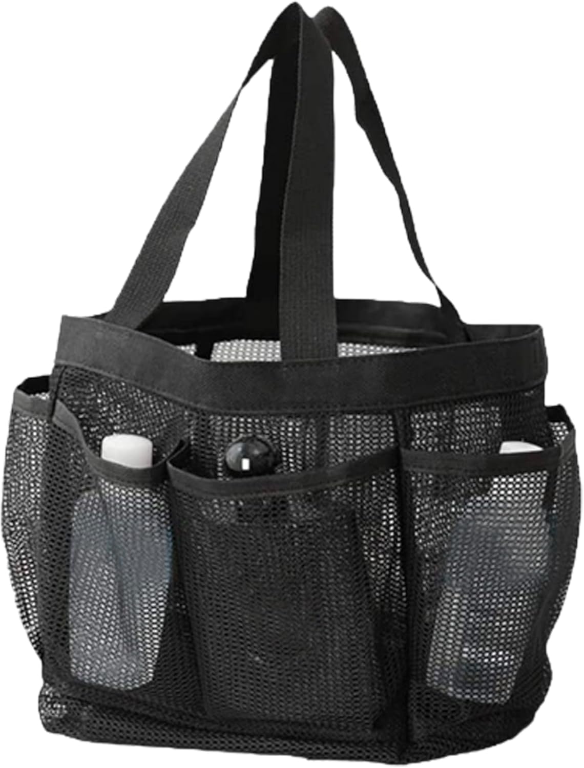 Hperu Mesh Portable Shower Bag with 8 Pockets Black