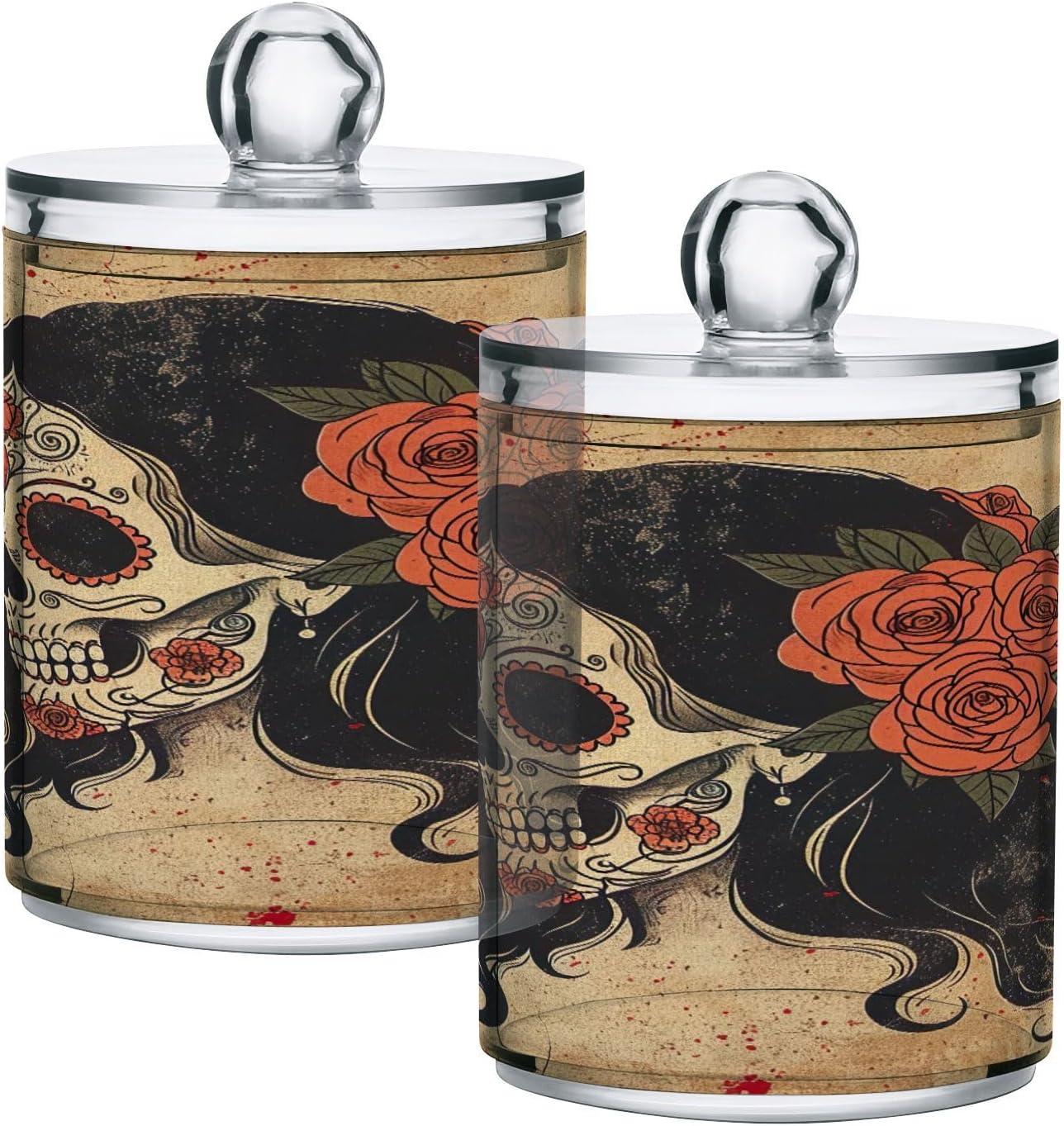 YETTASBIN Clear Apothecary Jars 2 Pack - 14 oz Cotton Swab Holder