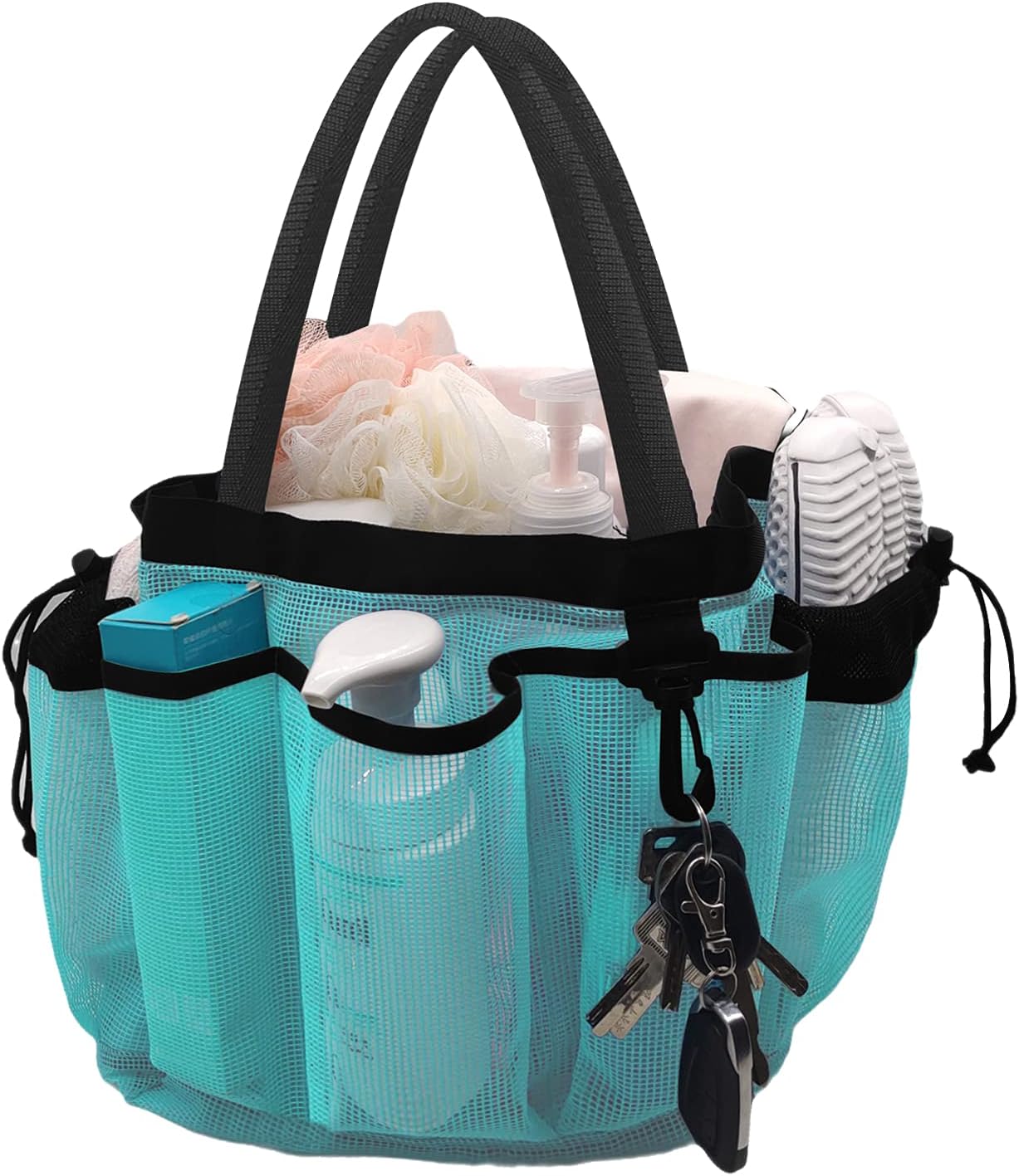 Moyad Large Mesh Shower Caddy Basket with Handle Blue