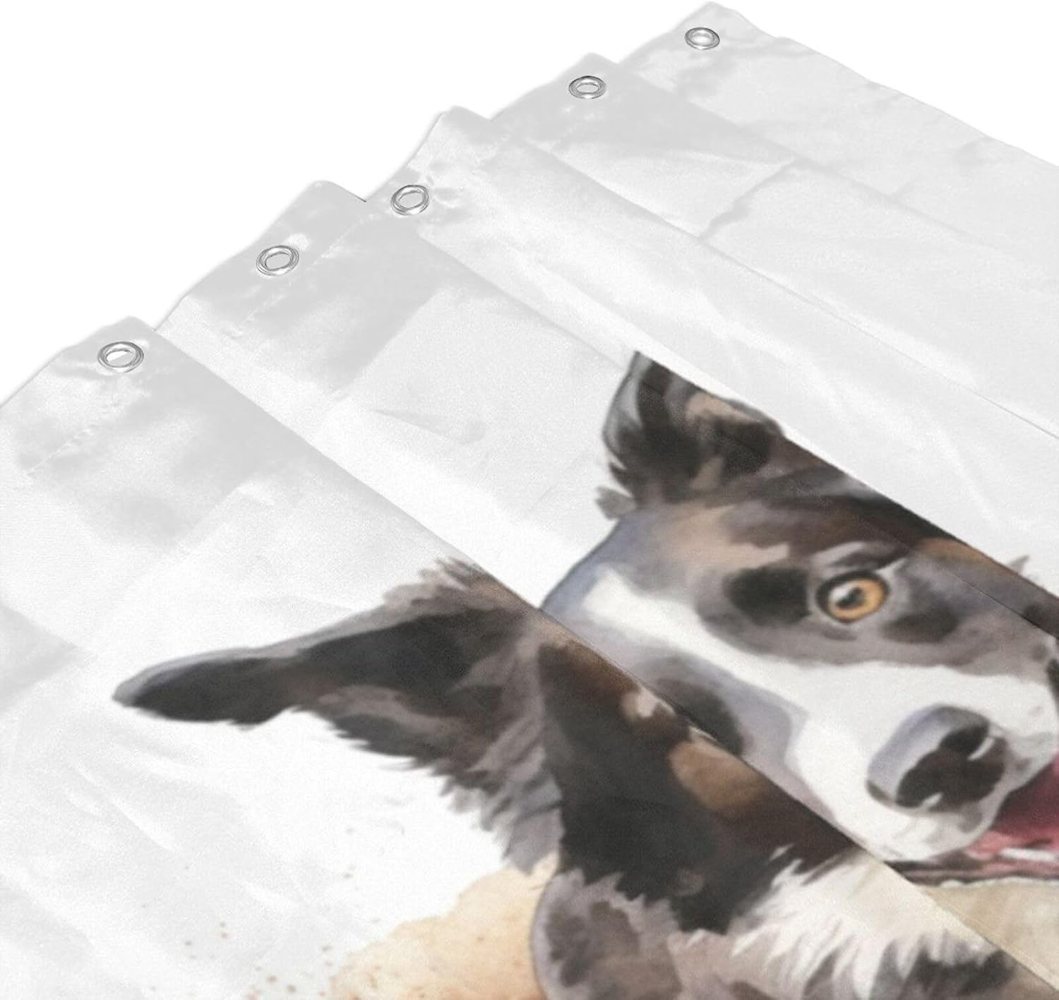 TIYAANDSY Black White Dog Shower Curtain Set 72x72in