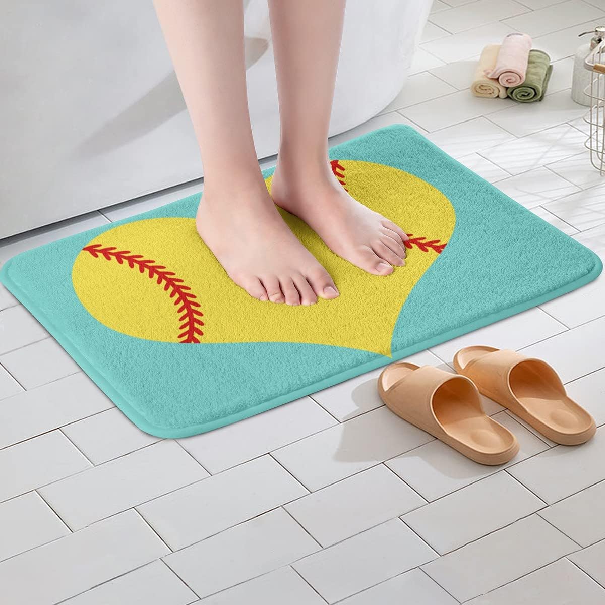 Softball Shower Curtain Set for Bathroom Decor