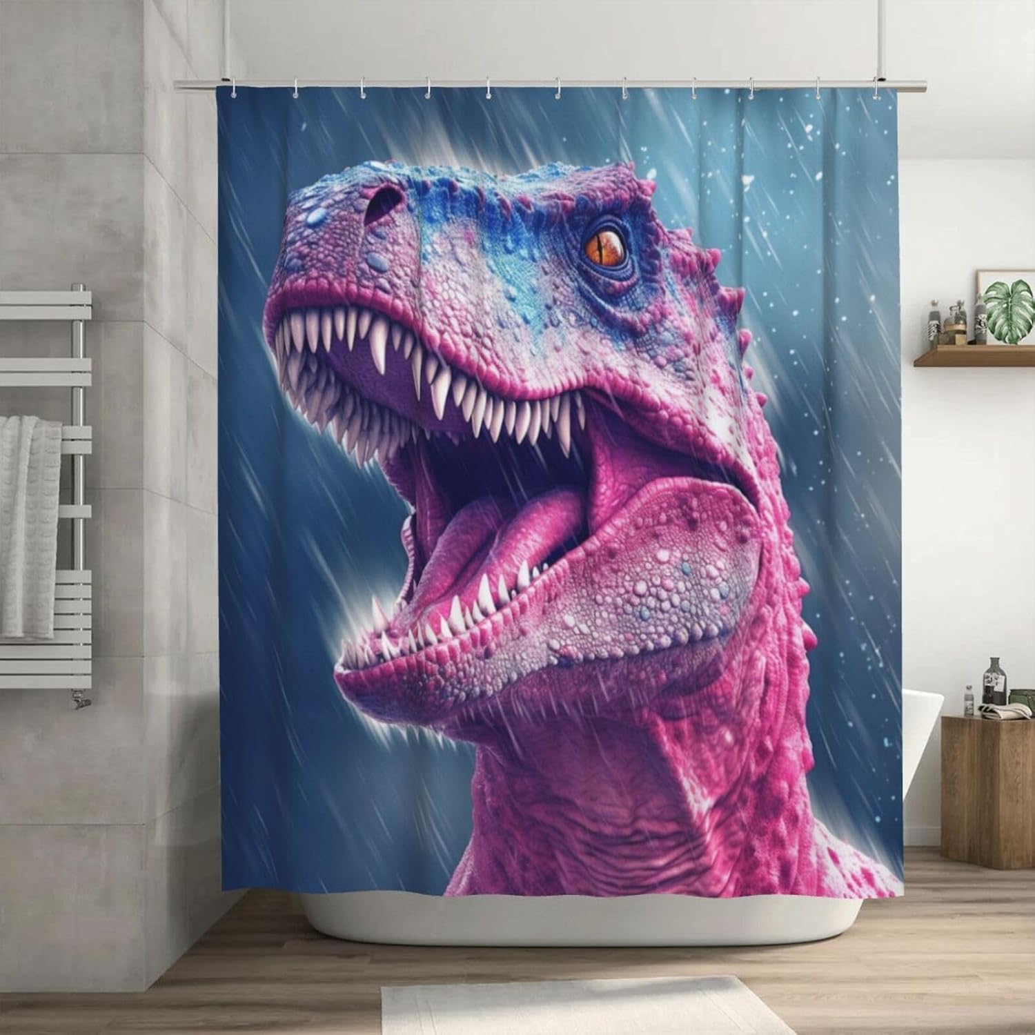 TIYAANDSY Roaring Dinosaur Shower Curtain Set