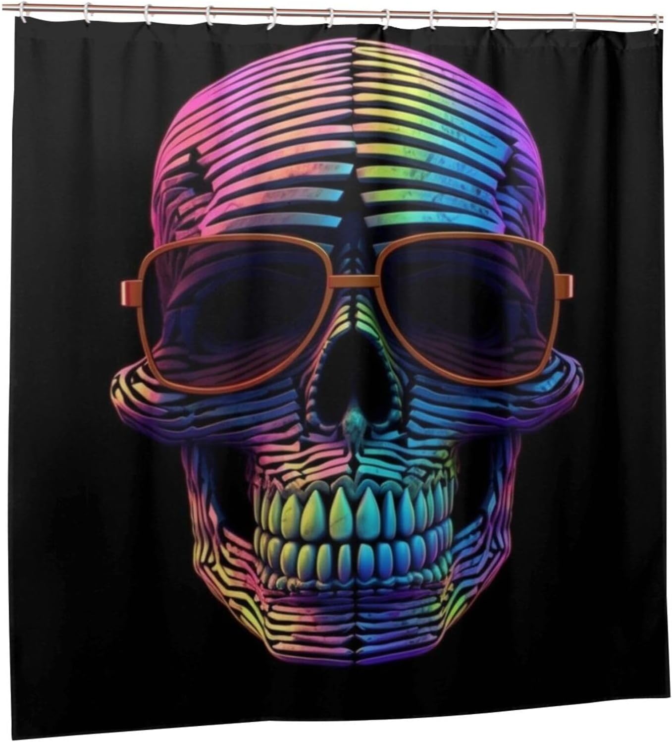 TIYAANDSY Skull Pattern Shower Curtain Set with 12 Hooks 72x72in