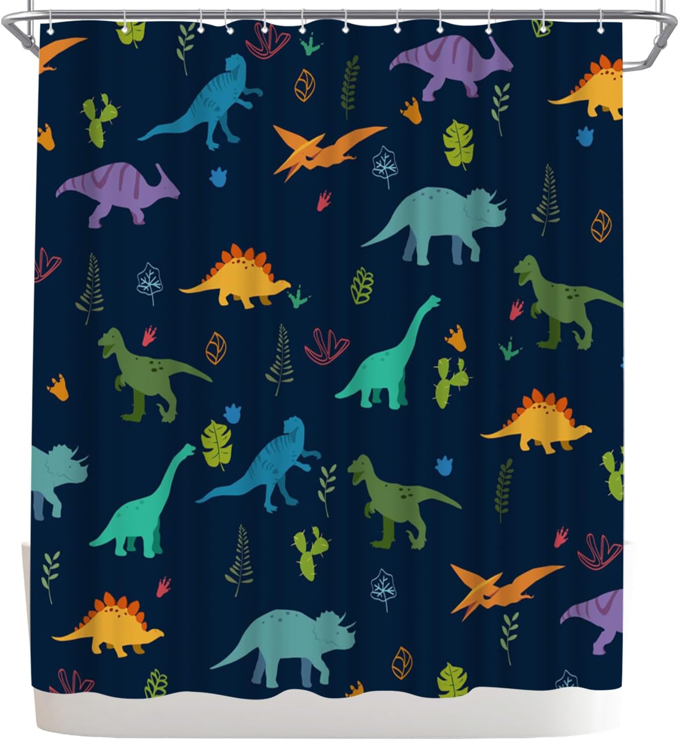 WELMECO Dinosaur Kids Shower Curtain 72x72inch Blue