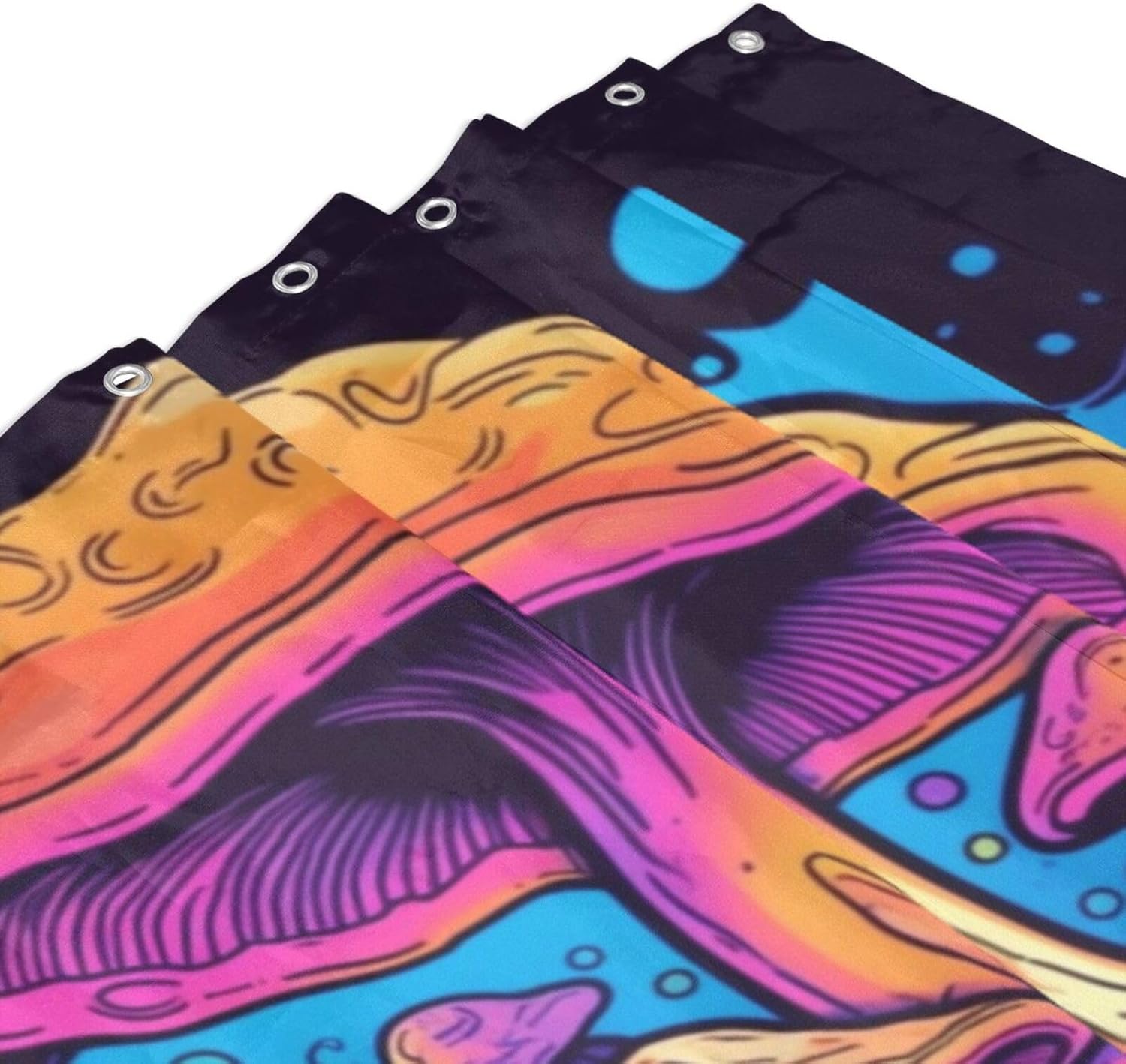 Trippy Mushroom Shower Curtain Set Red Blue Forest