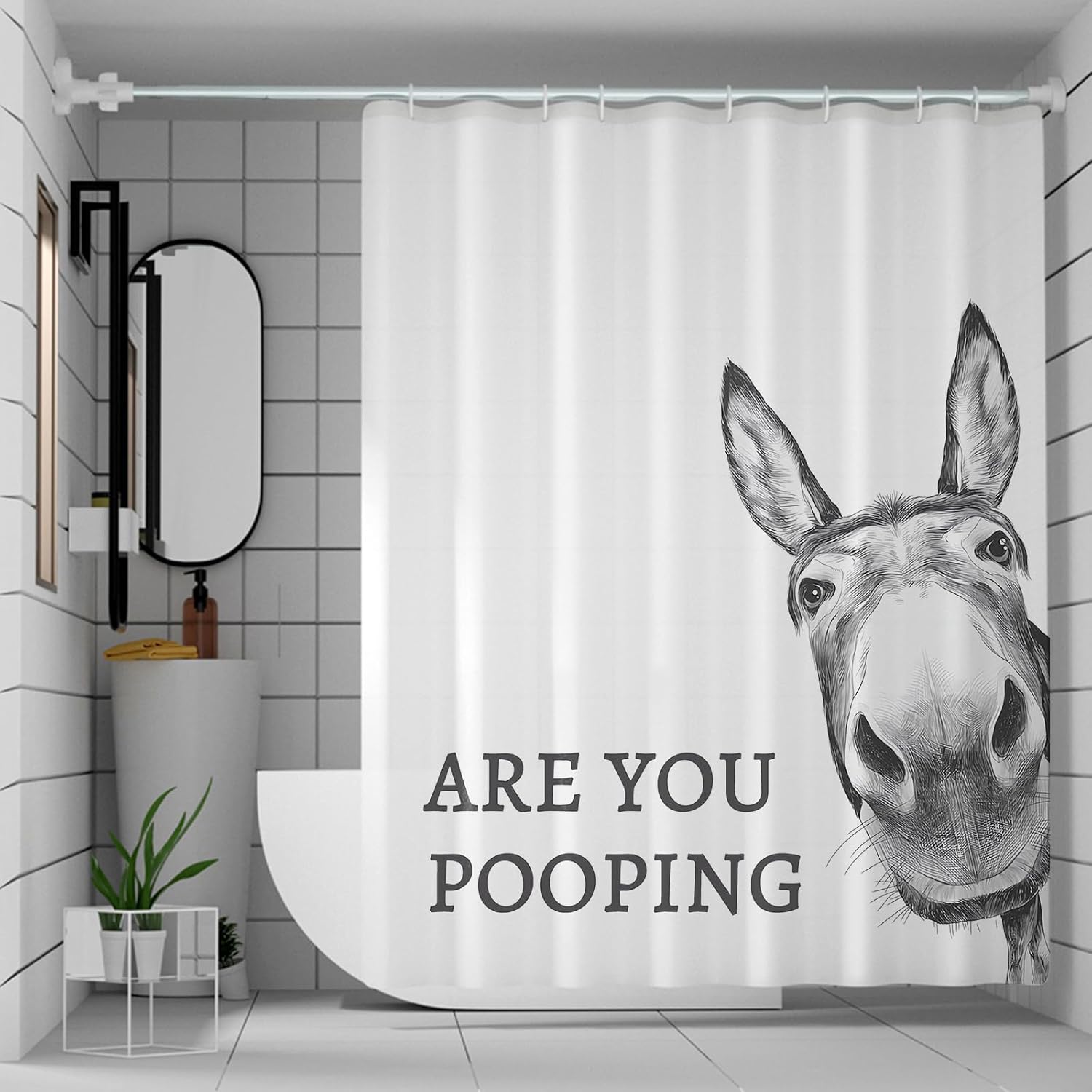 Funny Donkey Shower Curtain Set - Waterproof and Whimsical