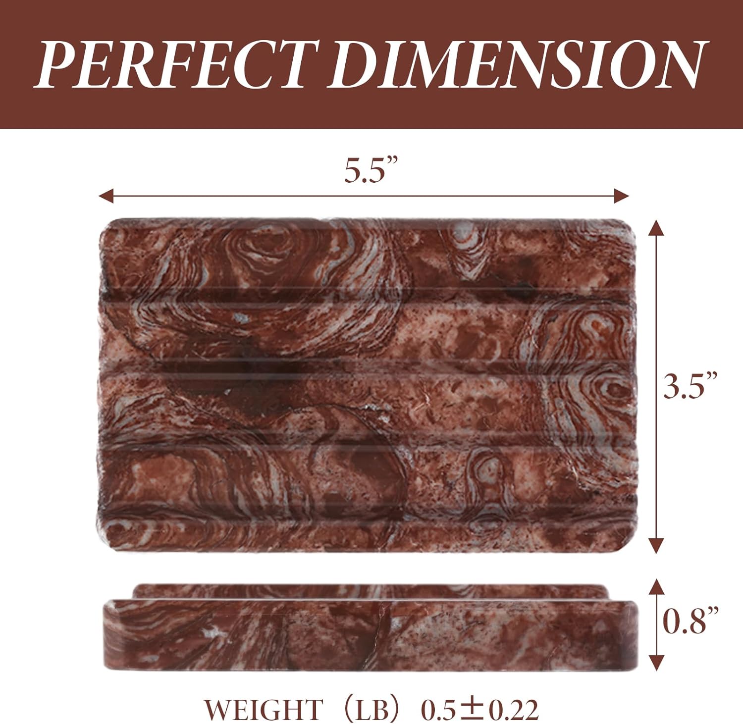 Koville Red Marble Soap Dish for Shower and Bathroom