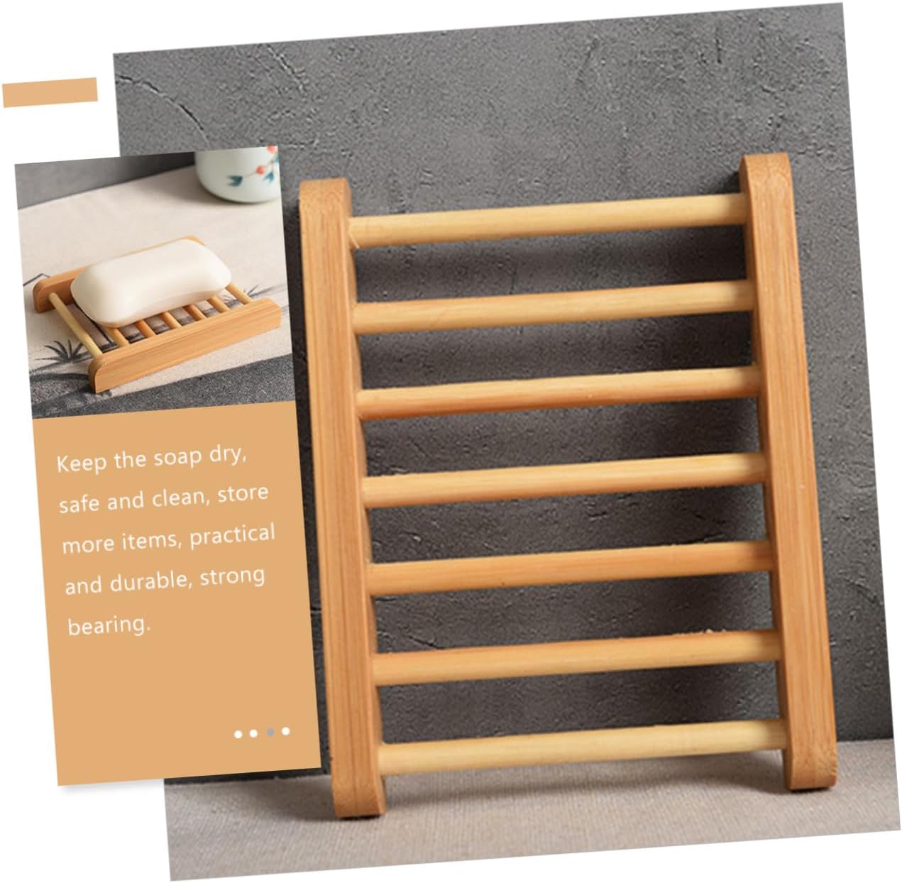 LIFKOME Wooden Soap Dish for Shower Bathroom