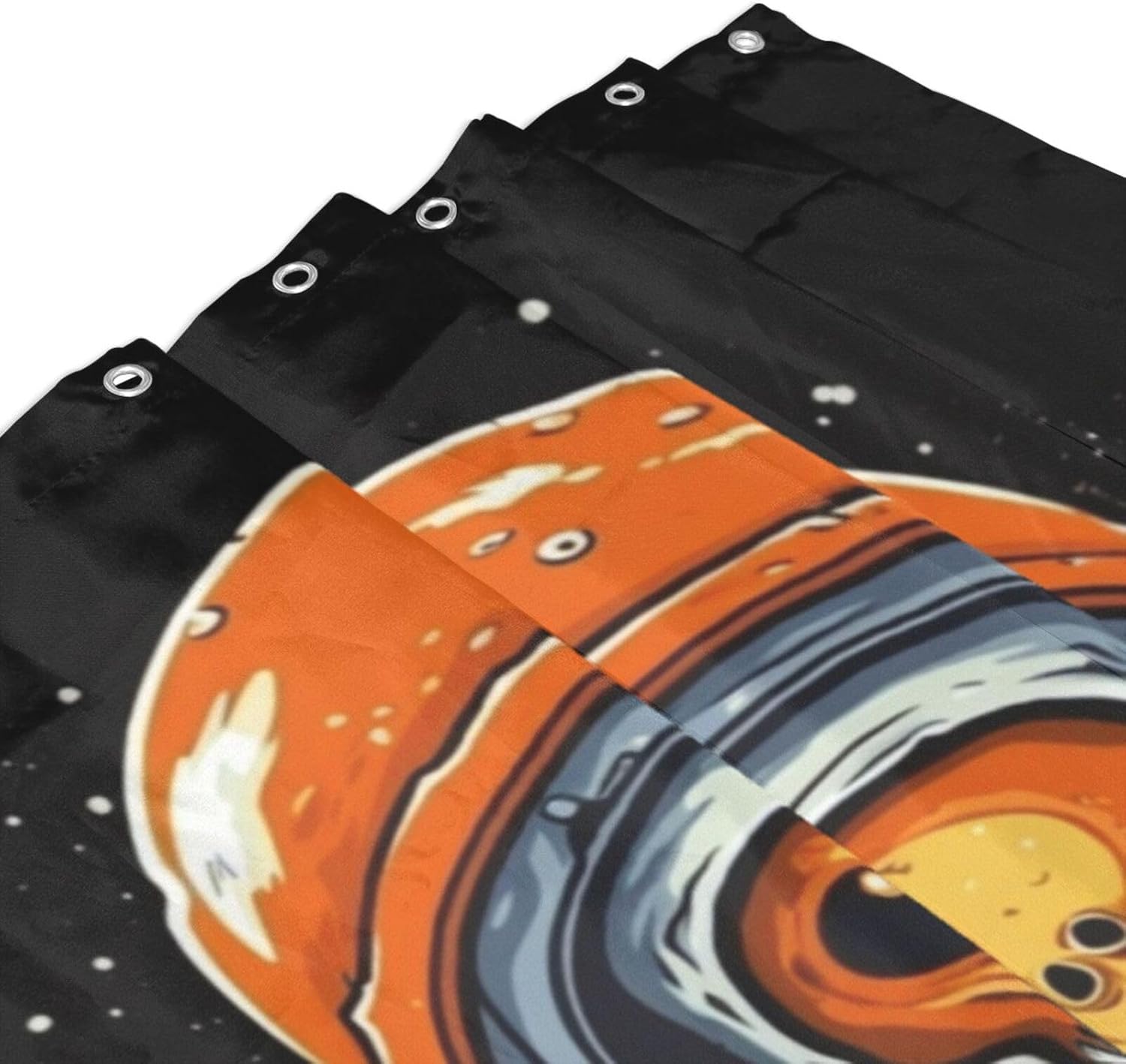 Orange Zombie Astronaut Shower Curtain Set
