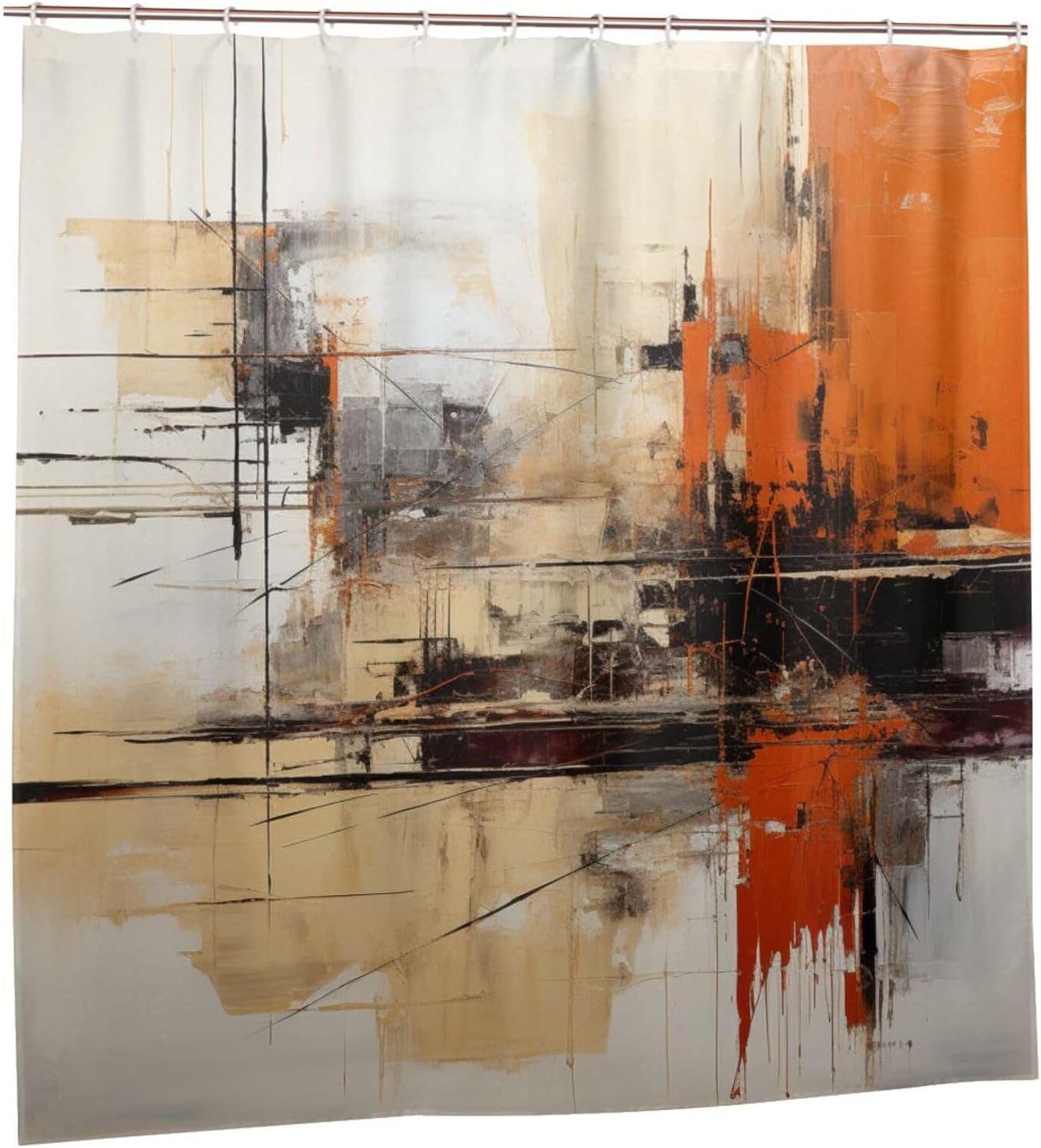 Abstract Oil Painting Shower Curtain Set with 12 Hooks 72x72in