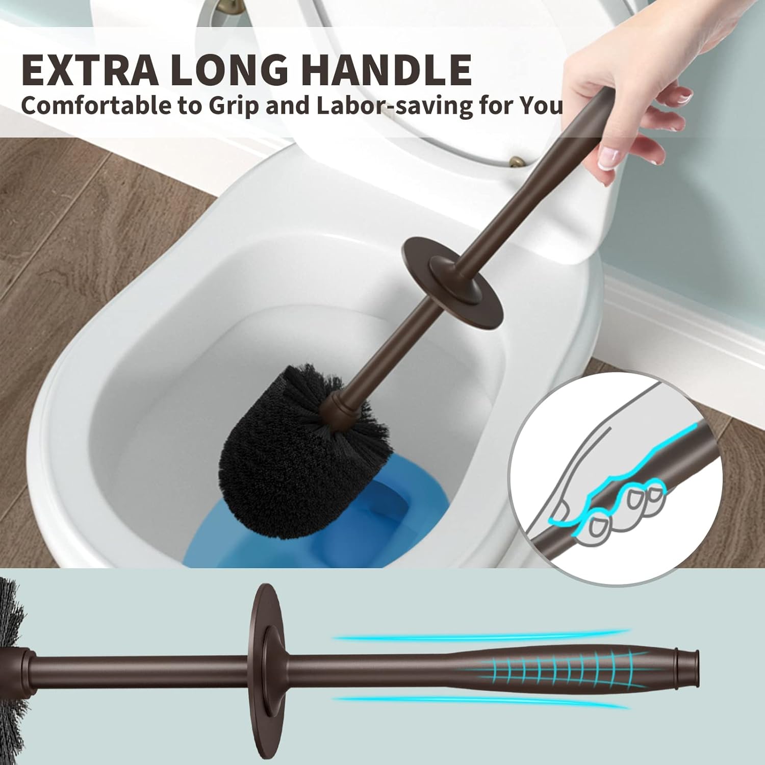 Uptronic Toilet Brush and Holder 2 Pack - Durable Deep Cleaning
