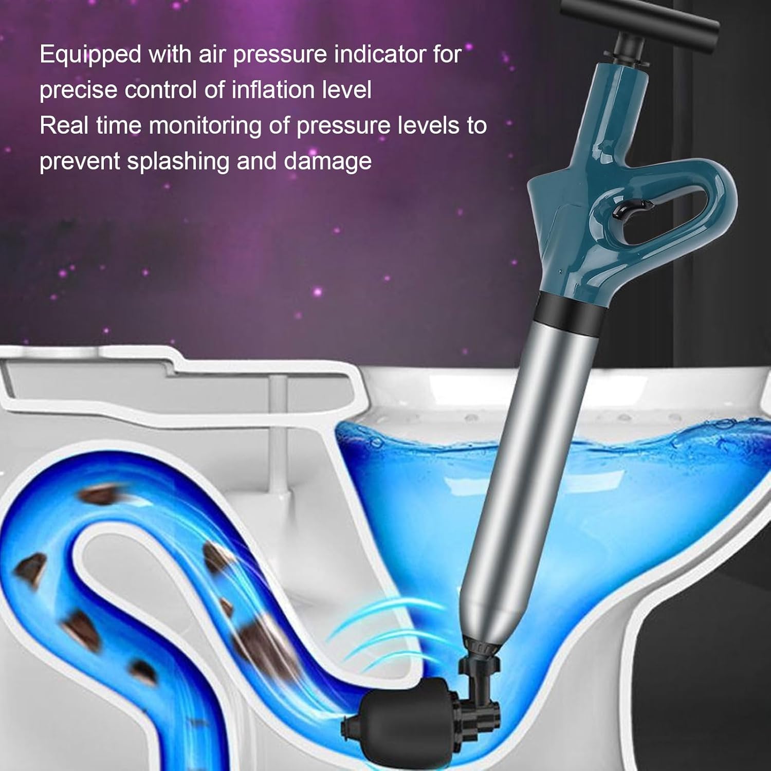 Mumusuki Toilet Plunger with Pressure Indicator