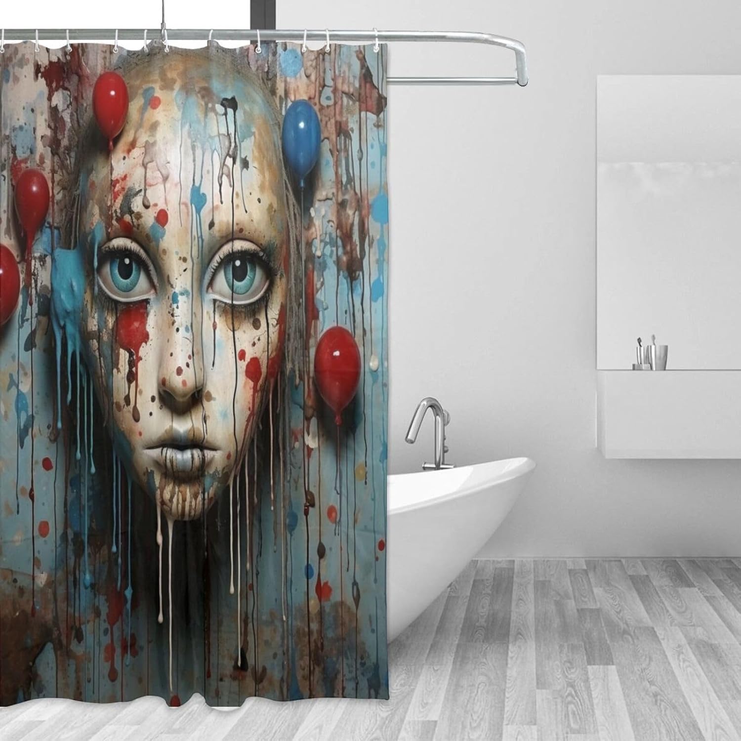 Scary Spooky Doll Shower Curtain Set 72x72in