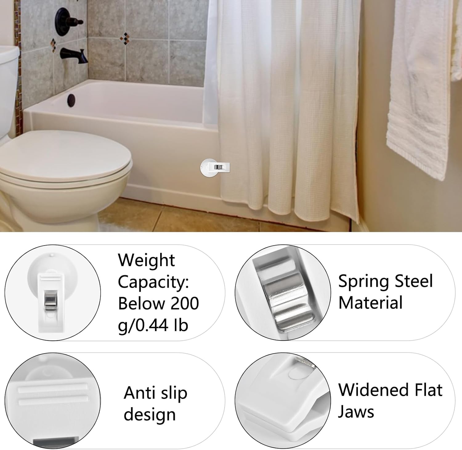8 Pcs Suction Cup Clip for Cards Bills Shower Curtain