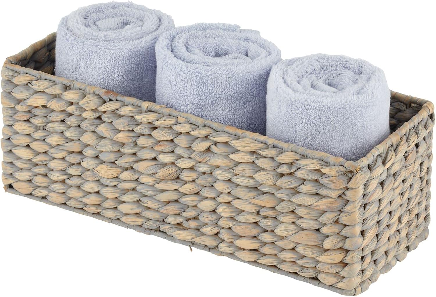 mDesign Woven Hyacinth Toilet Paper Holder - 2 Pack Gray