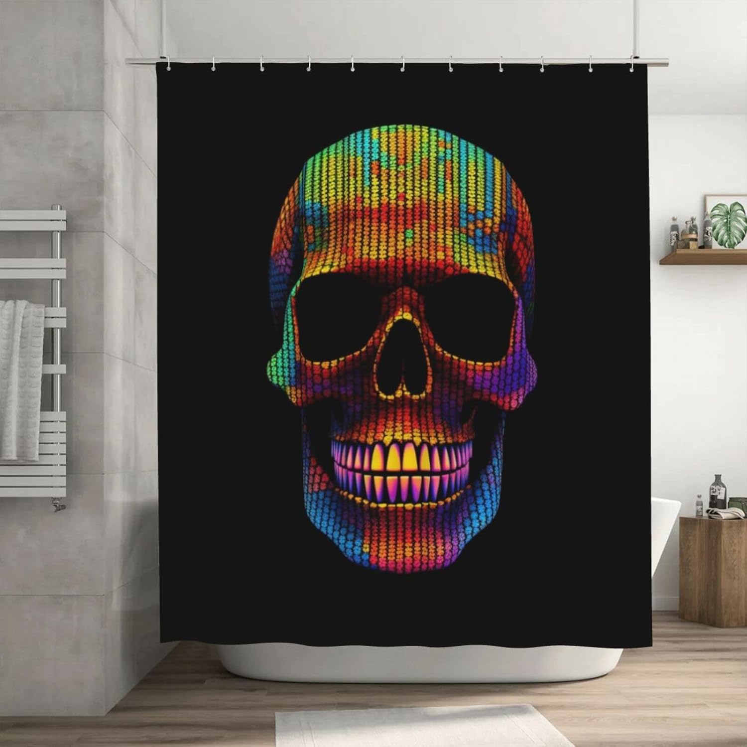 Sunglasses Skull Shower Curtain Set with 12 Hooks