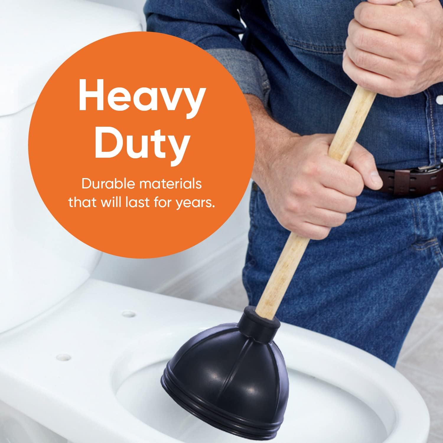Superio Heavy Duty Plunger with Wooden Handle