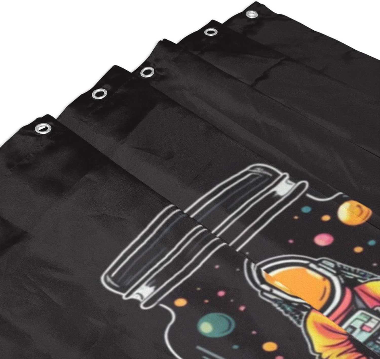 TIYAANDSY Yellow Astronaut Decor Shower Curtain Set