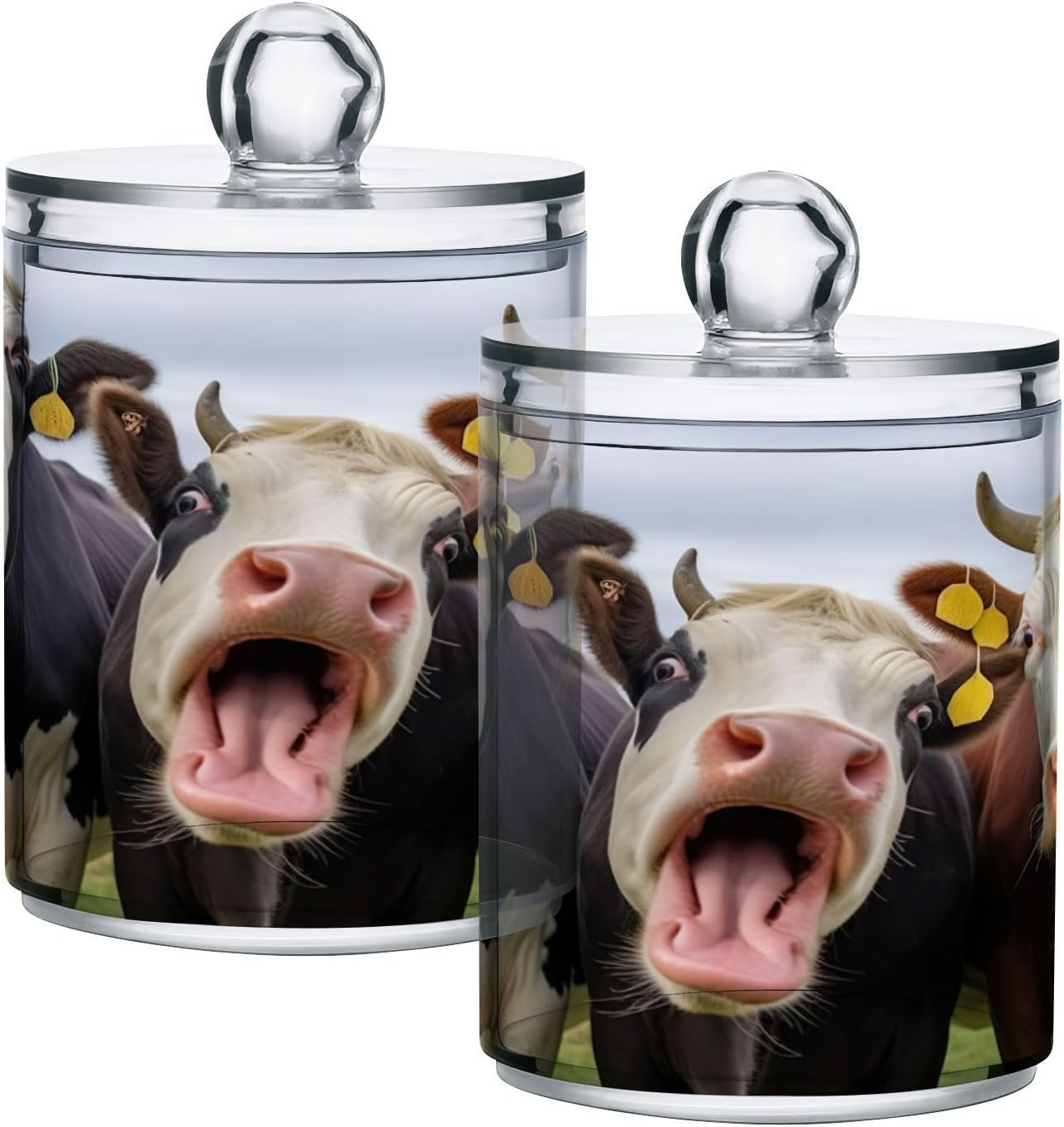 YETTASBIN 2 Pack Clear Plastic Bathroom Storage Canisters with Lids