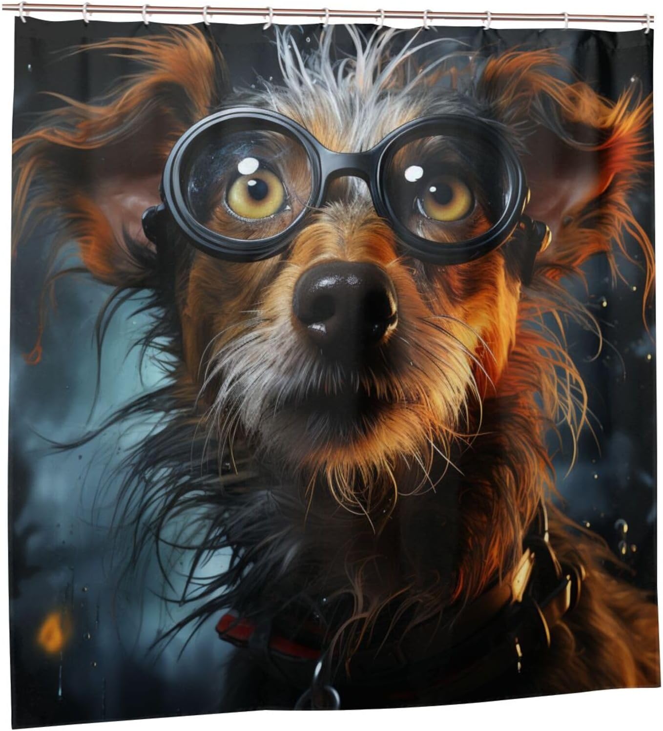 Cute Hippie Boho Dog Shower Curtain Set