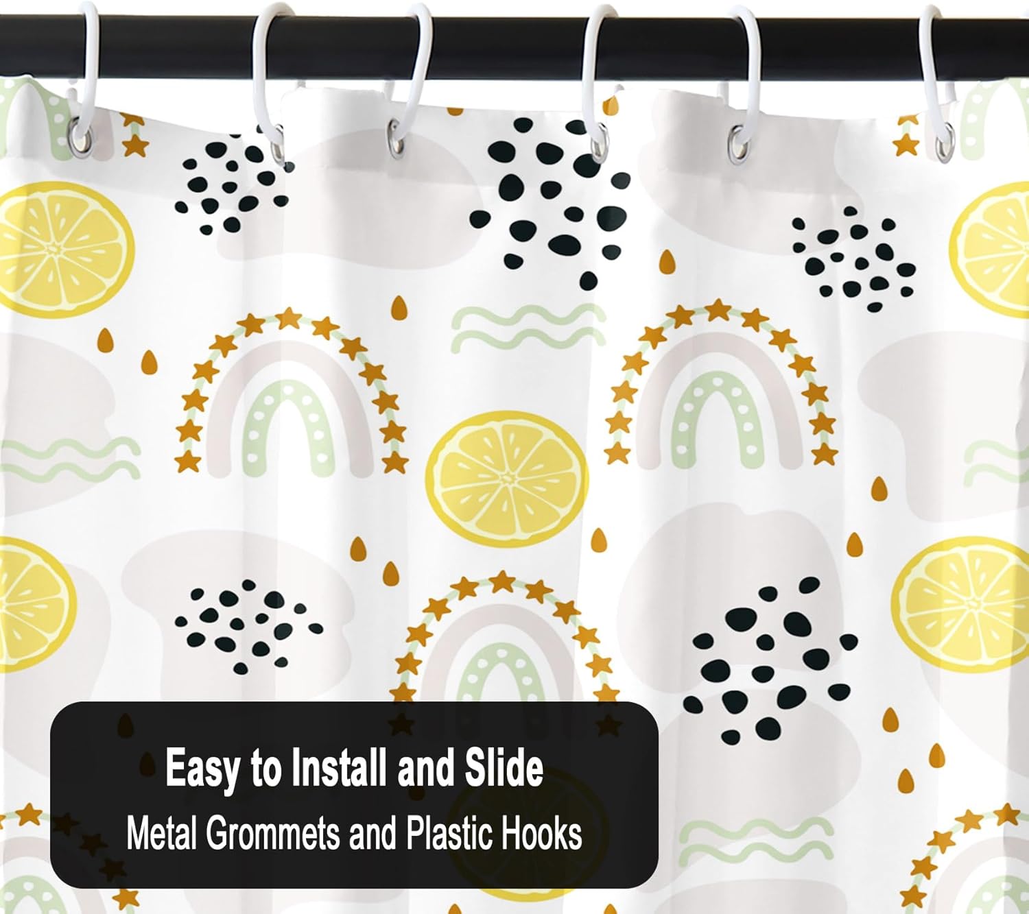 Renaiss 72x72 Inches Boho Rainbow Shower Curtain with Hooks