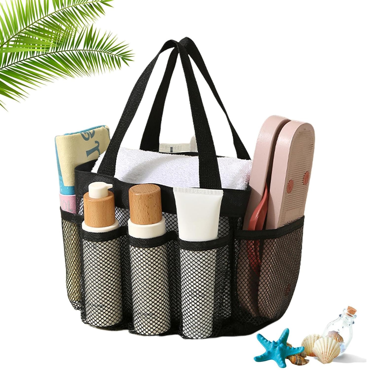 Portable Mesh Shower Bag - Large Capacity for Travel and Camping