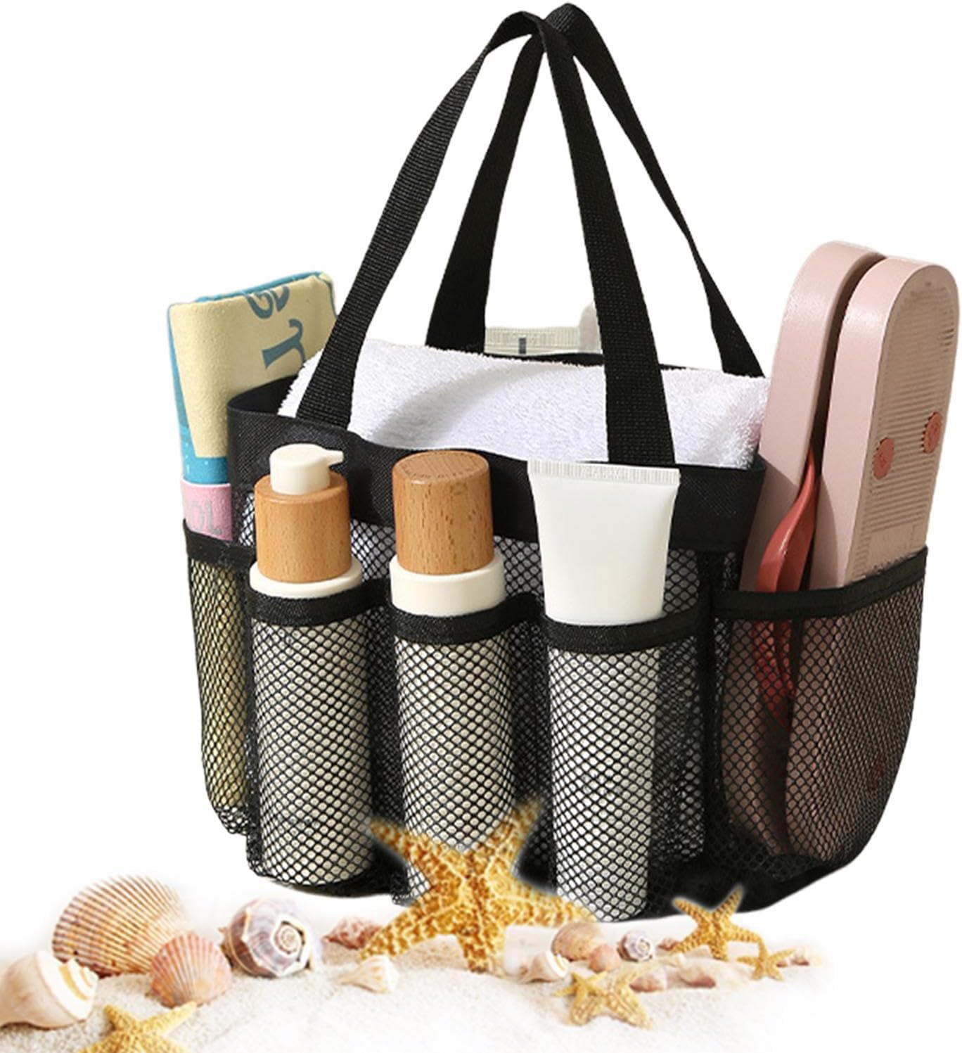 Portable Mesh Shower Bag - Large Capacity for Travel and Camping