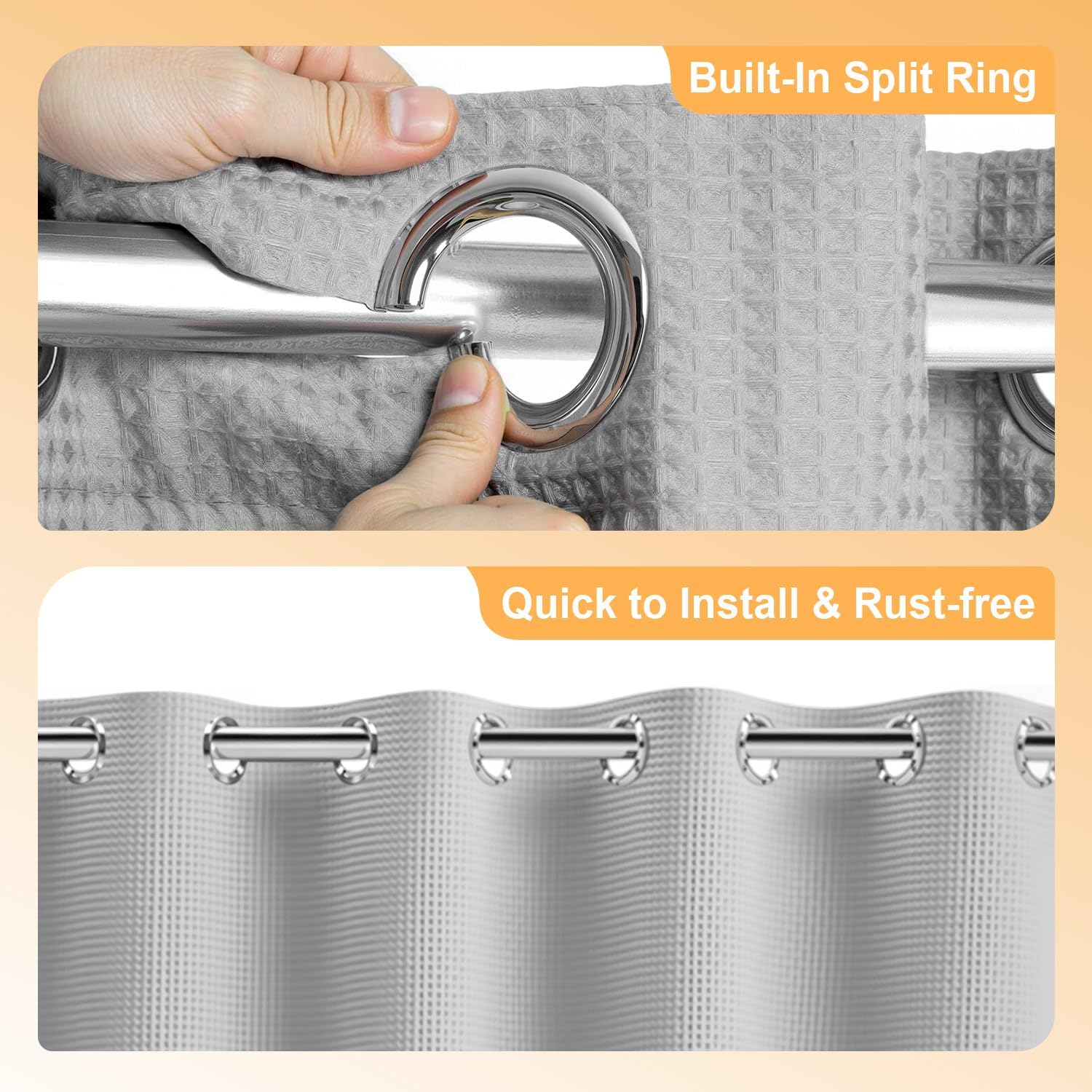River Dream Grey Cotton Blend Shower Curtain Set