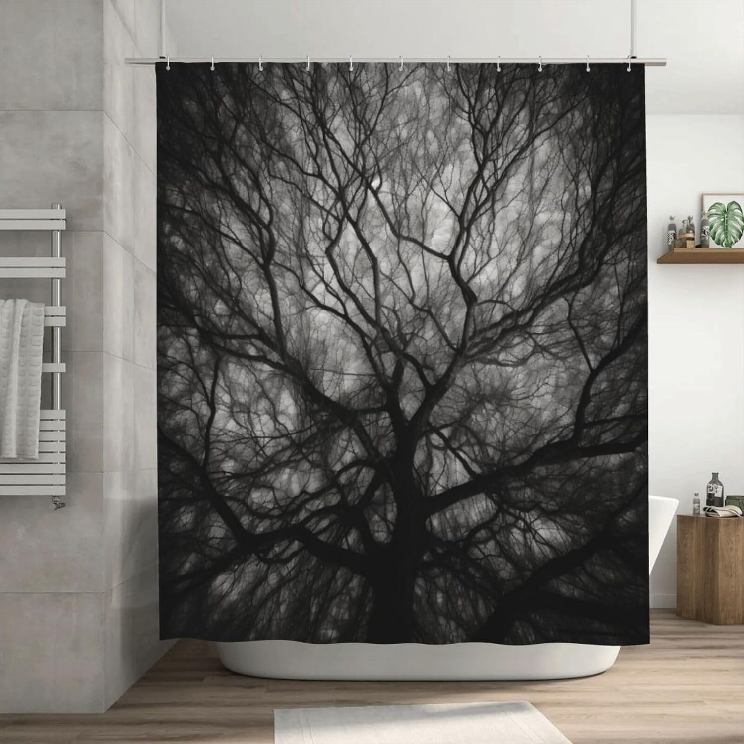 Tree Crown Shower Curtain Set 72x72in with 12 Hooks