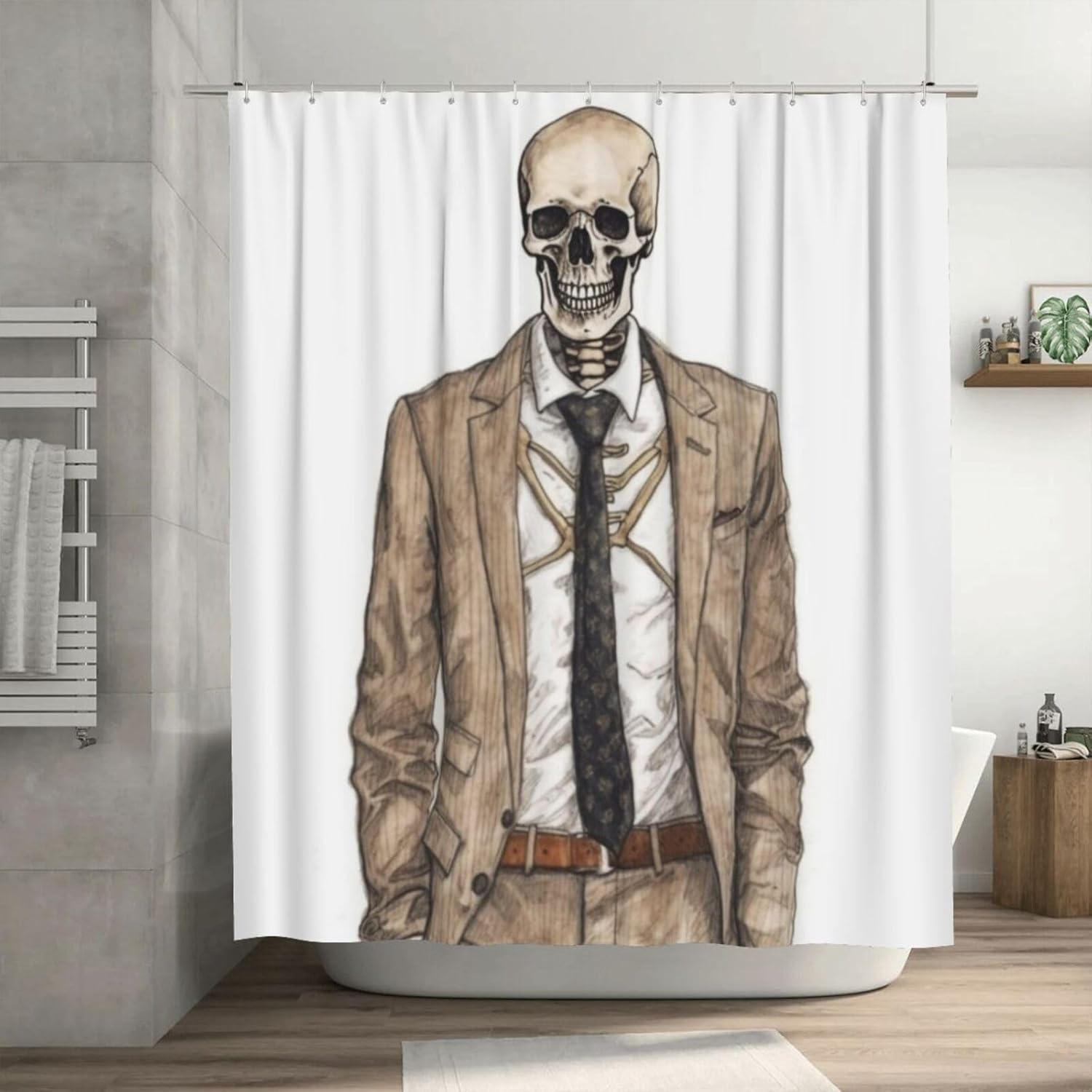 TIYAANDSY Boho Skull Shower Curtain Set 72x72in Waterproof Fabric with 12 Hooks